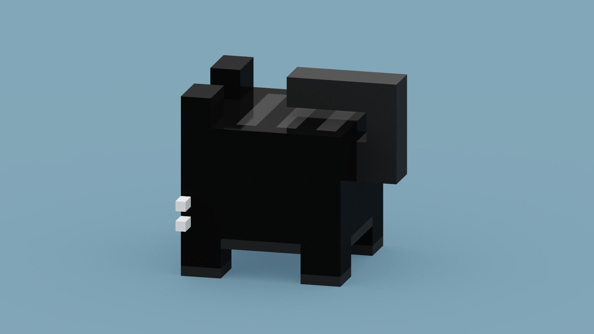 Voxel Black Cat Low-poly 3D model_7