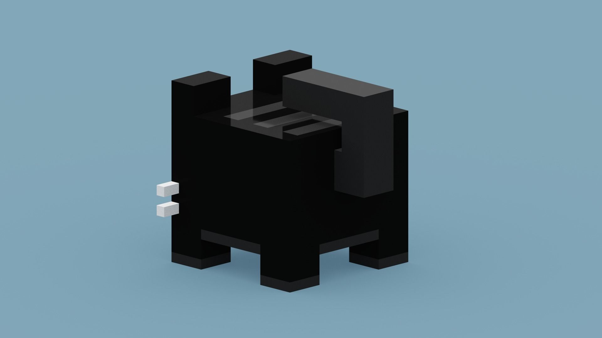 Voxel Black Cat Low-poly 3D model_4