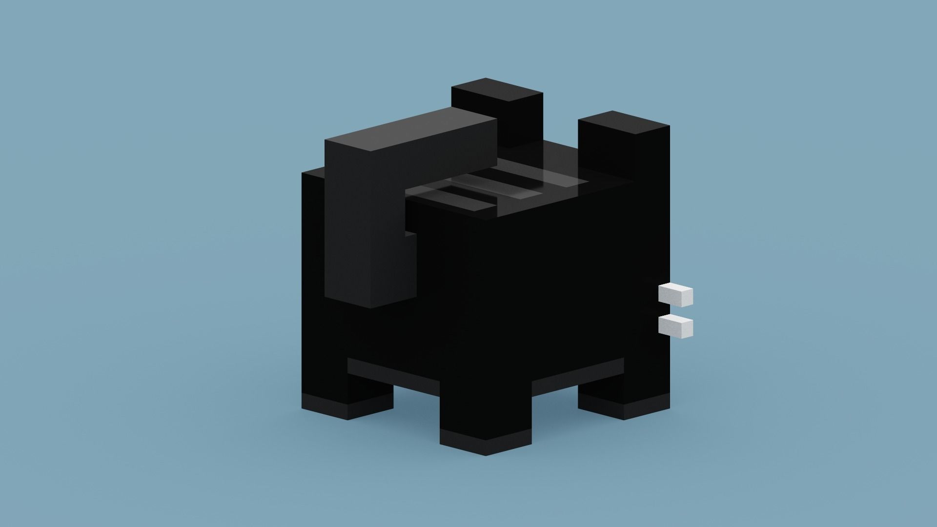 Voxel Black Cat Low-poly 3D model_6