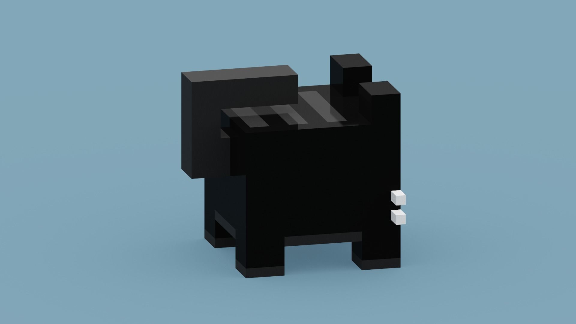 Voxel Black Cat Low-poly 3D model_8