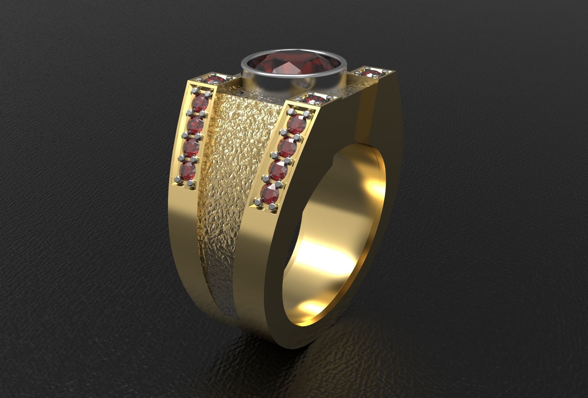 Men Ring with bog stone 3D print model_2