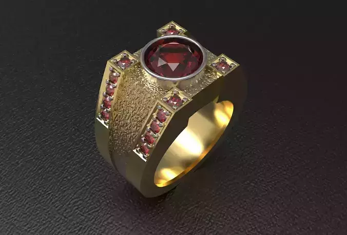Men Ring with bog stone