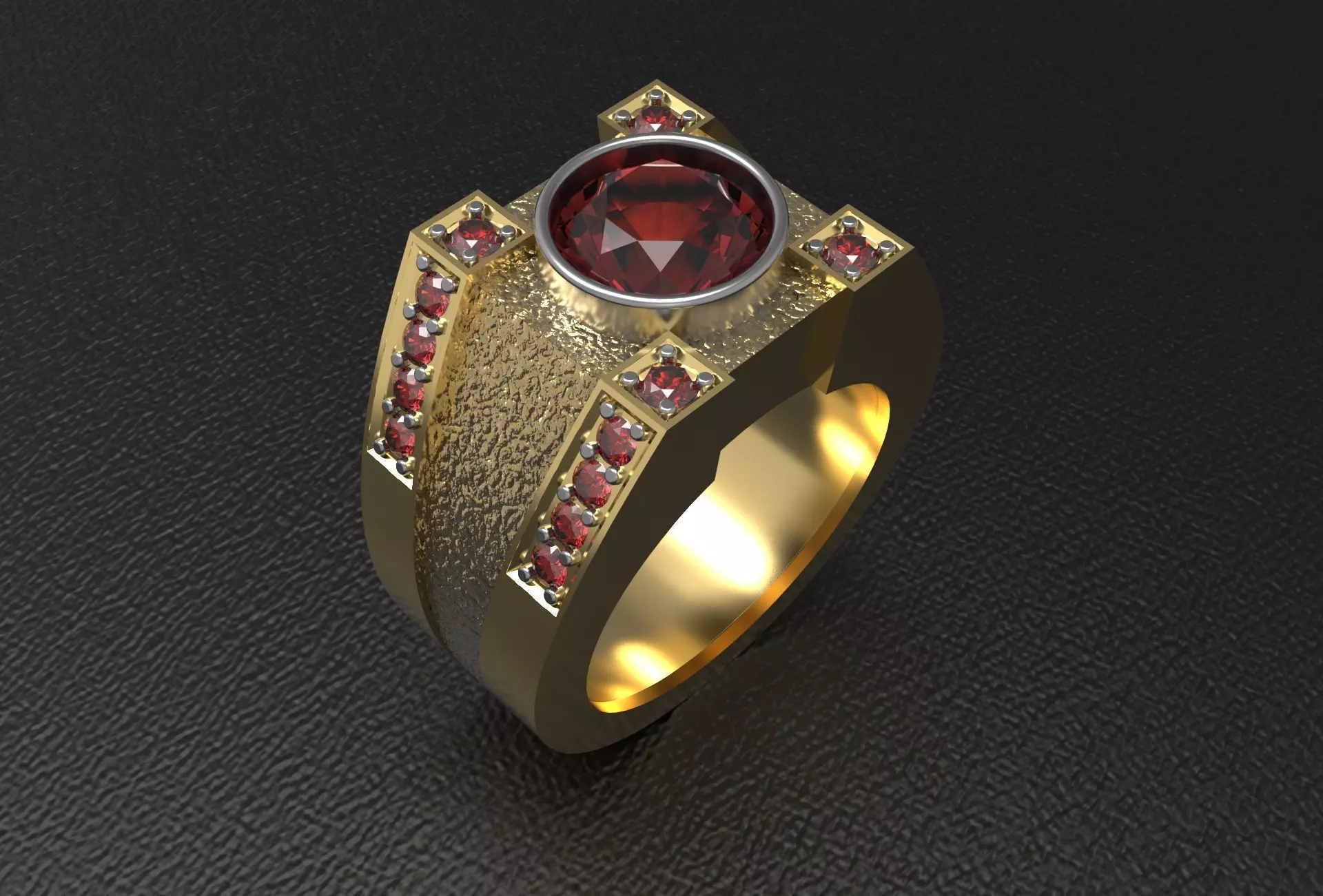 Men Ring with bog stone 3D print model_0