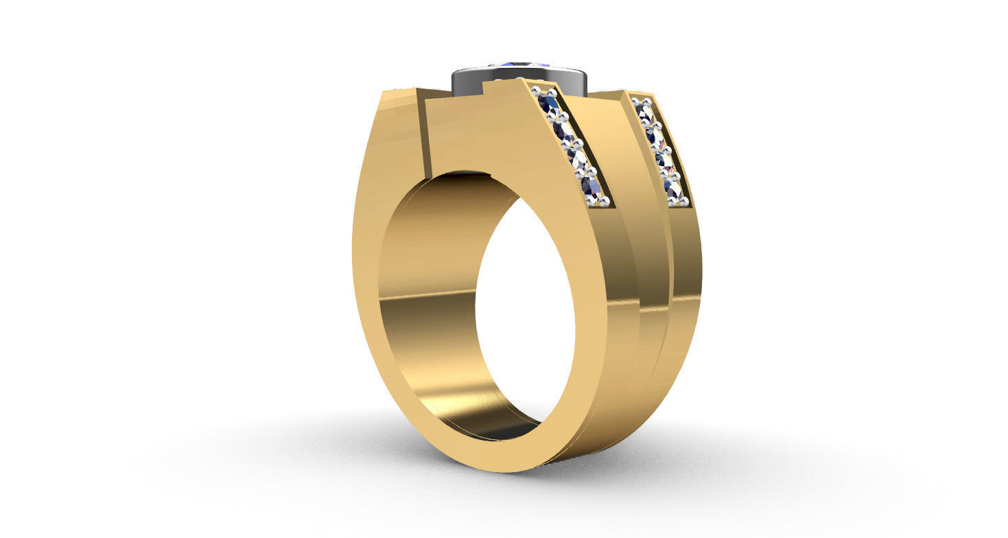 Men Ring with bog stone 3D print model_7