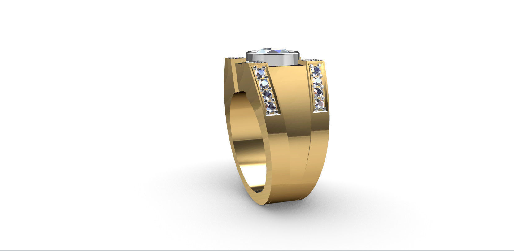Men Ring with bog stone 3D print model_11