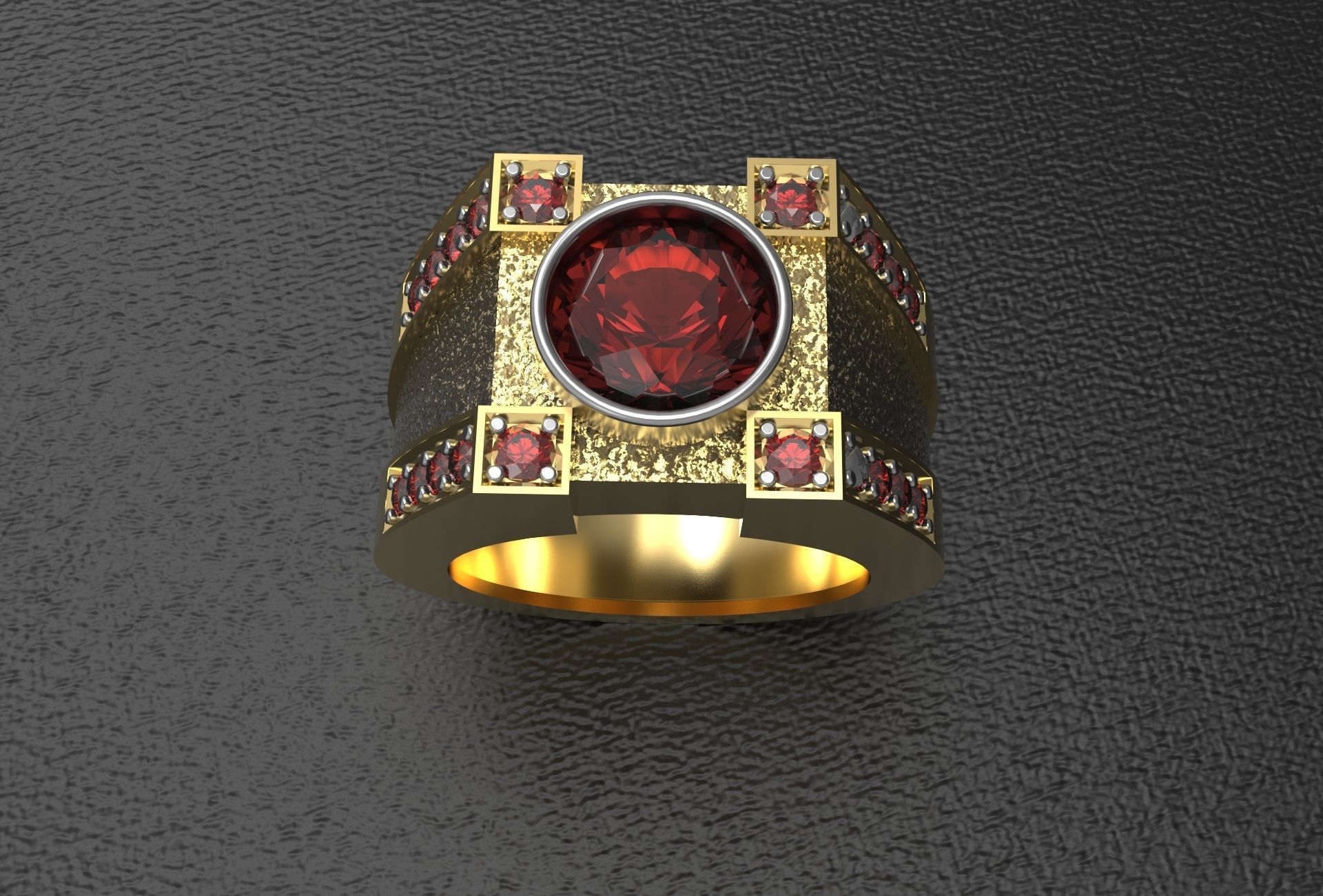 Men Ring with bog stone 3D print model_1