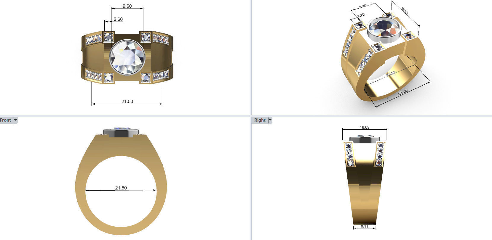 Men Ring with bog stone 3D print model_15