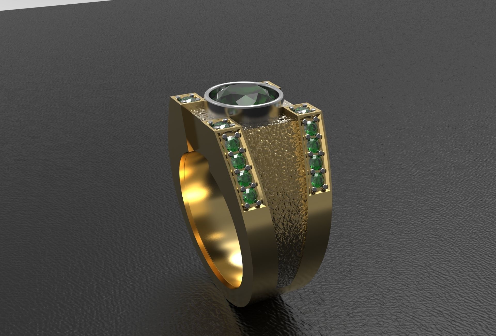 Men Ring with bog stone 3D print model_4