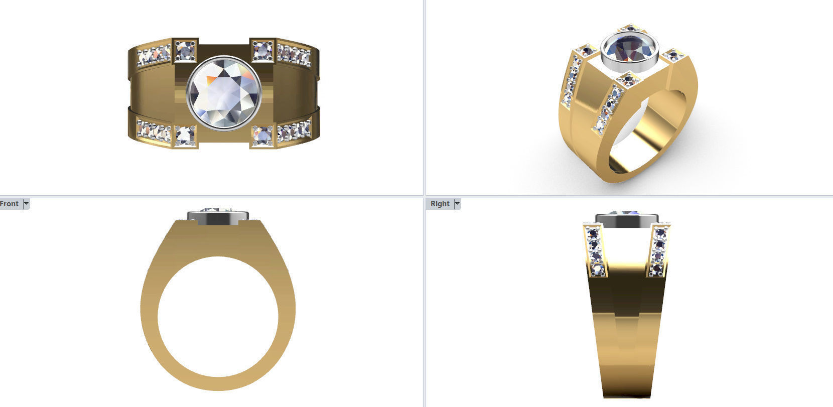 Men Ring with bog stone 3D print model_13