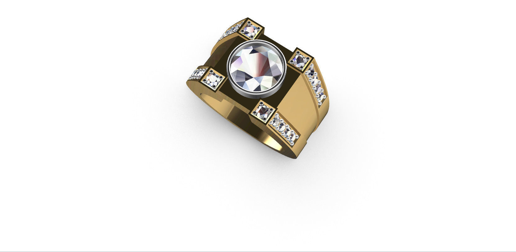Men Ring with bog stone 3D print model_12