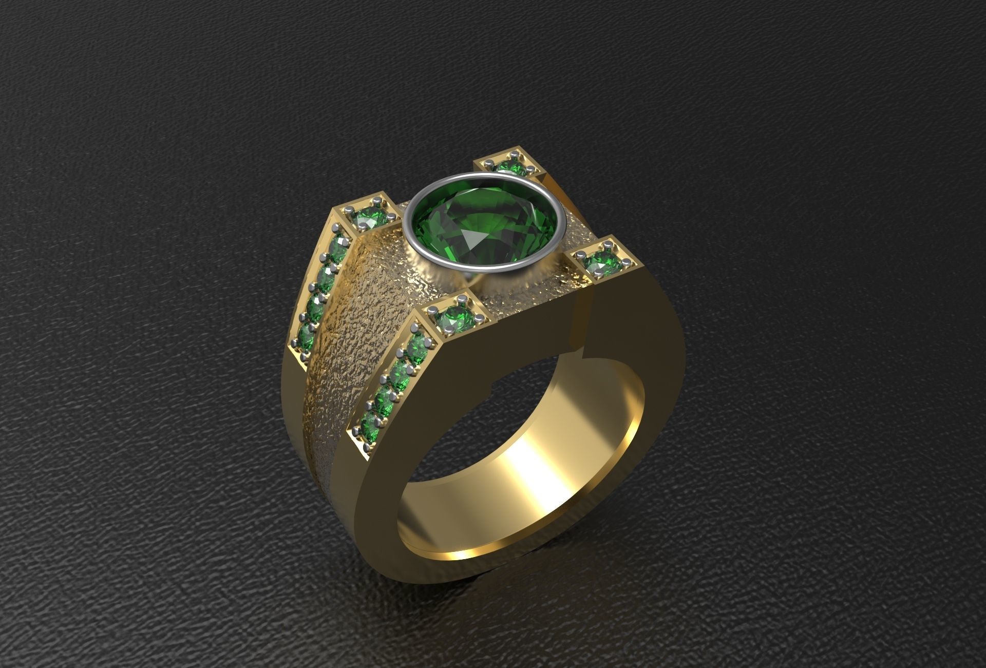 Men Ring with bog stone 3D print model_3