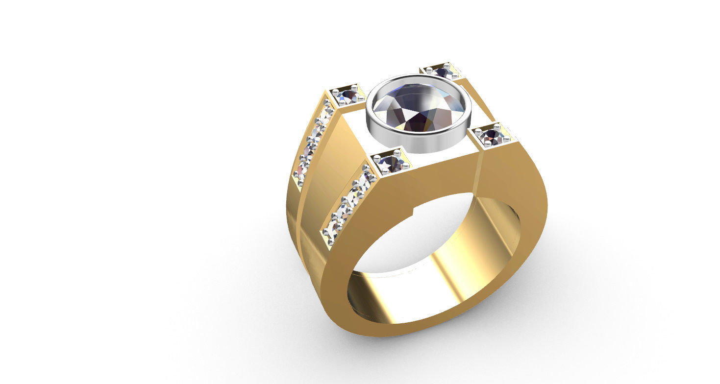 Men Ring with bog stone 3D print model_5