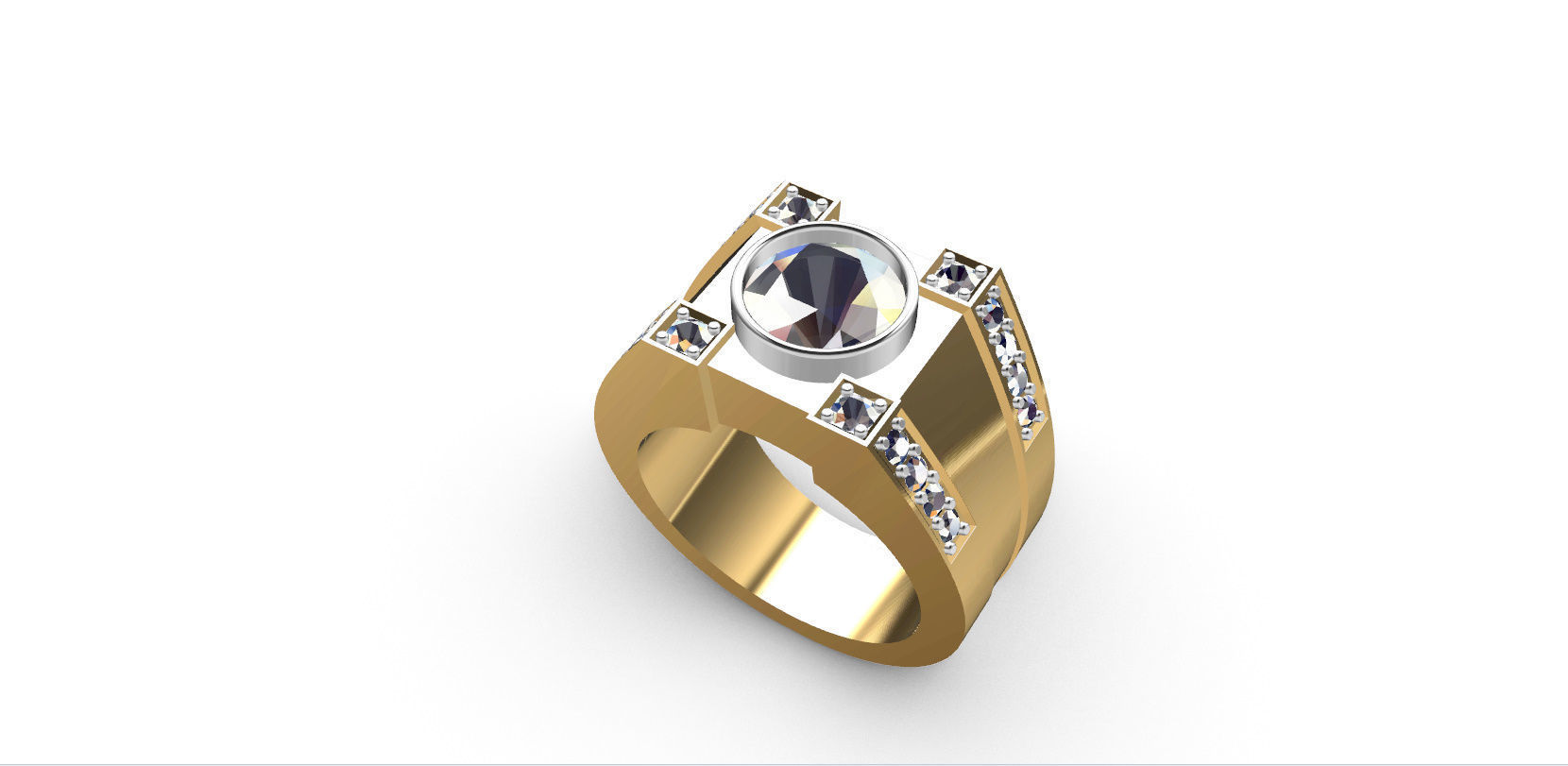 Men Ring with bog stone 3D print model_9