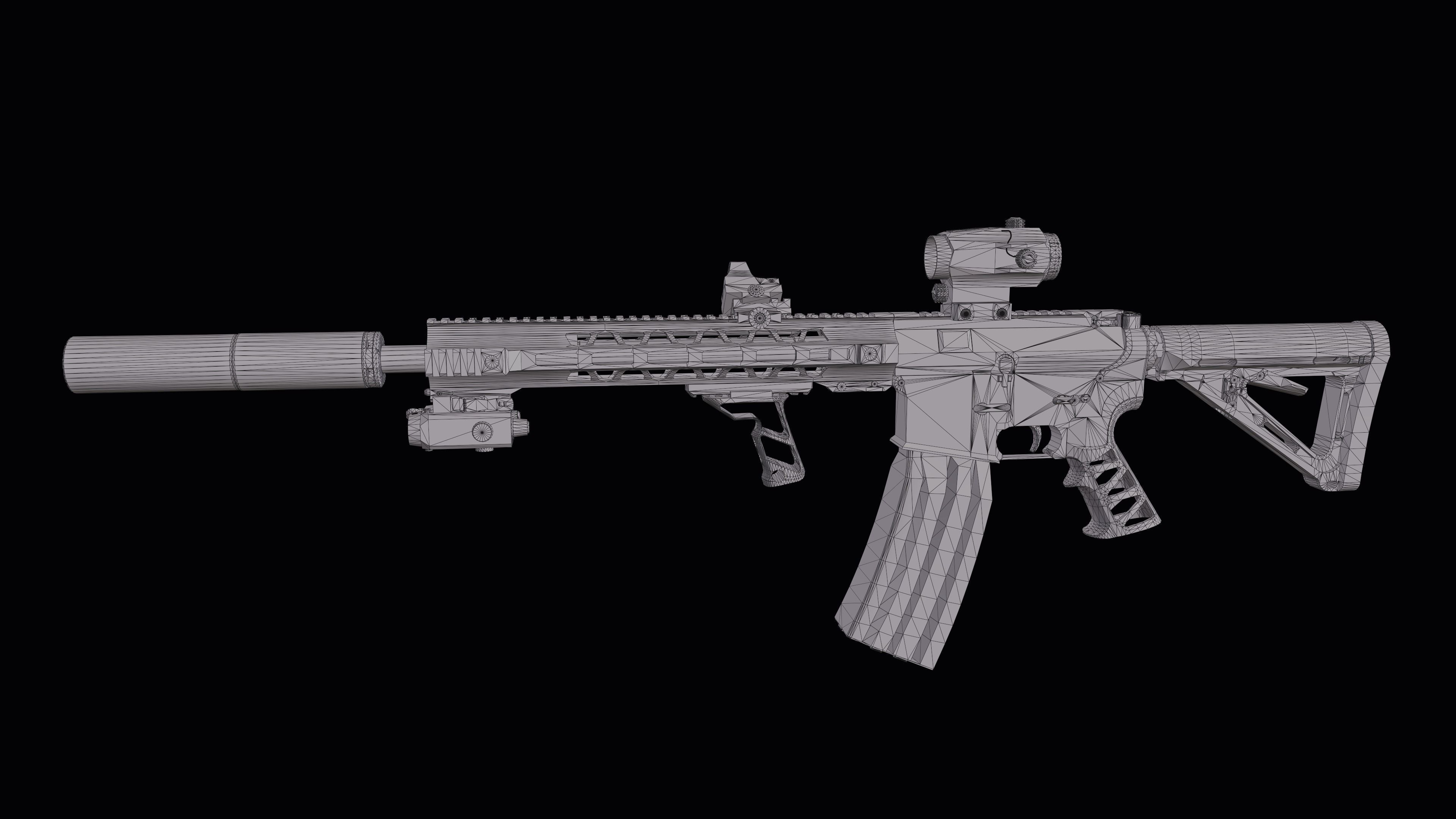 Custom Colt M4A1 assault rifle Low-poly 3D model_36