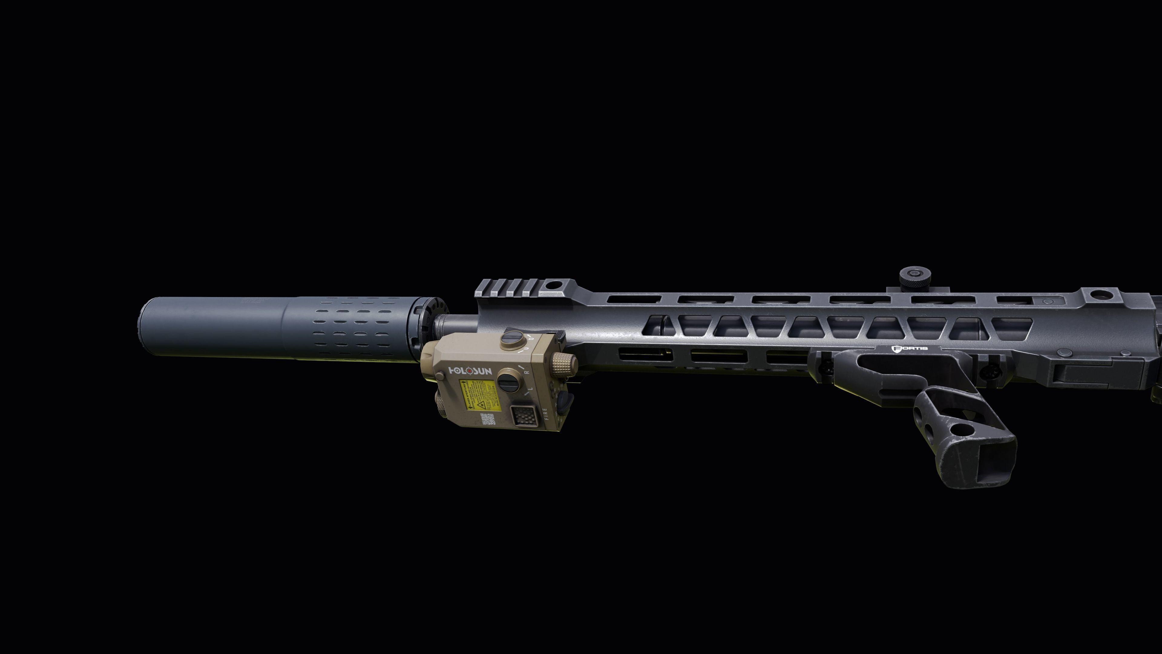 Custom Colt M4A1 assault rifle Low-poly 3D model_16