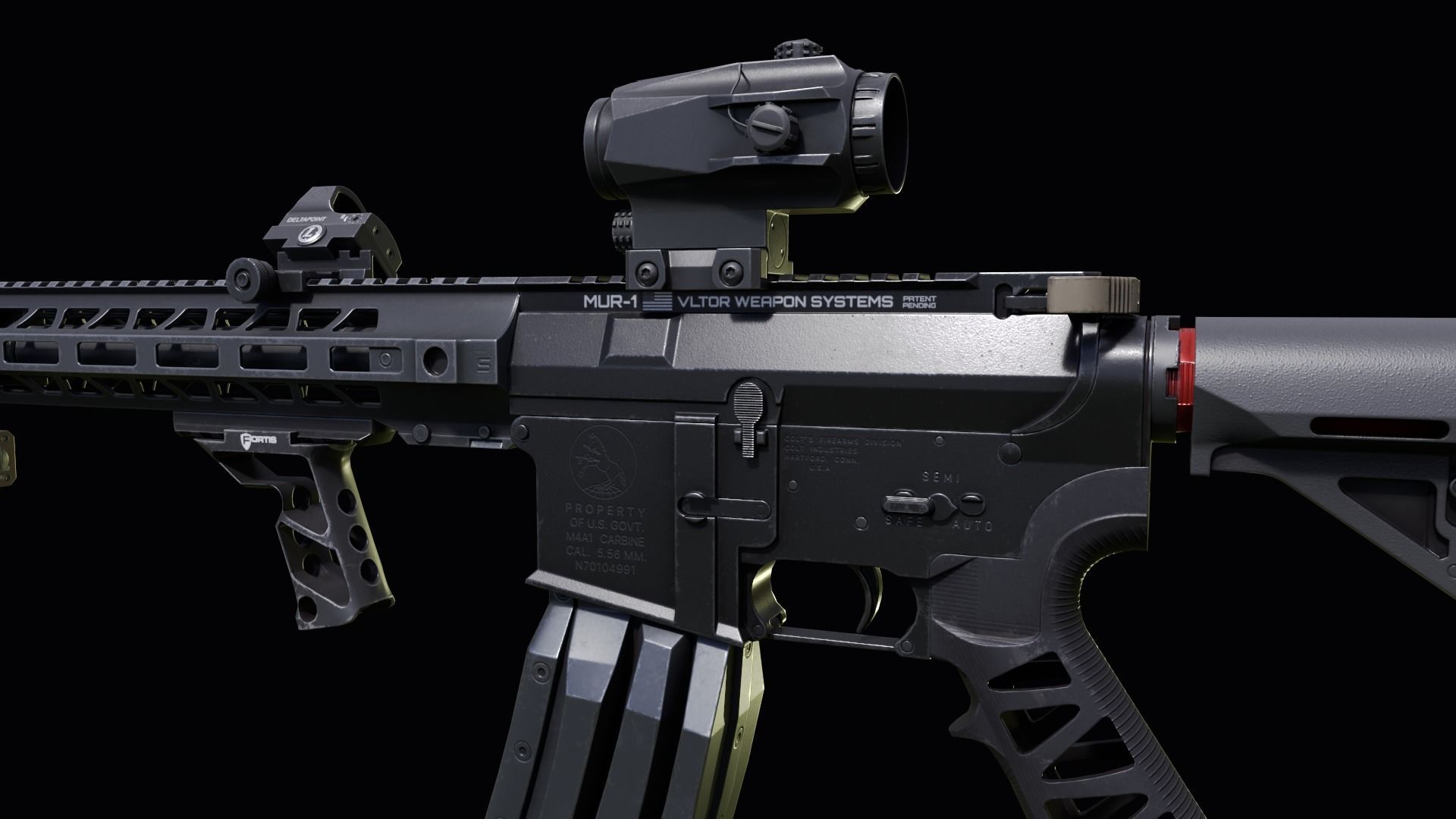 Custom Colt M4A1 assault rifle Low-poly 3D model_20