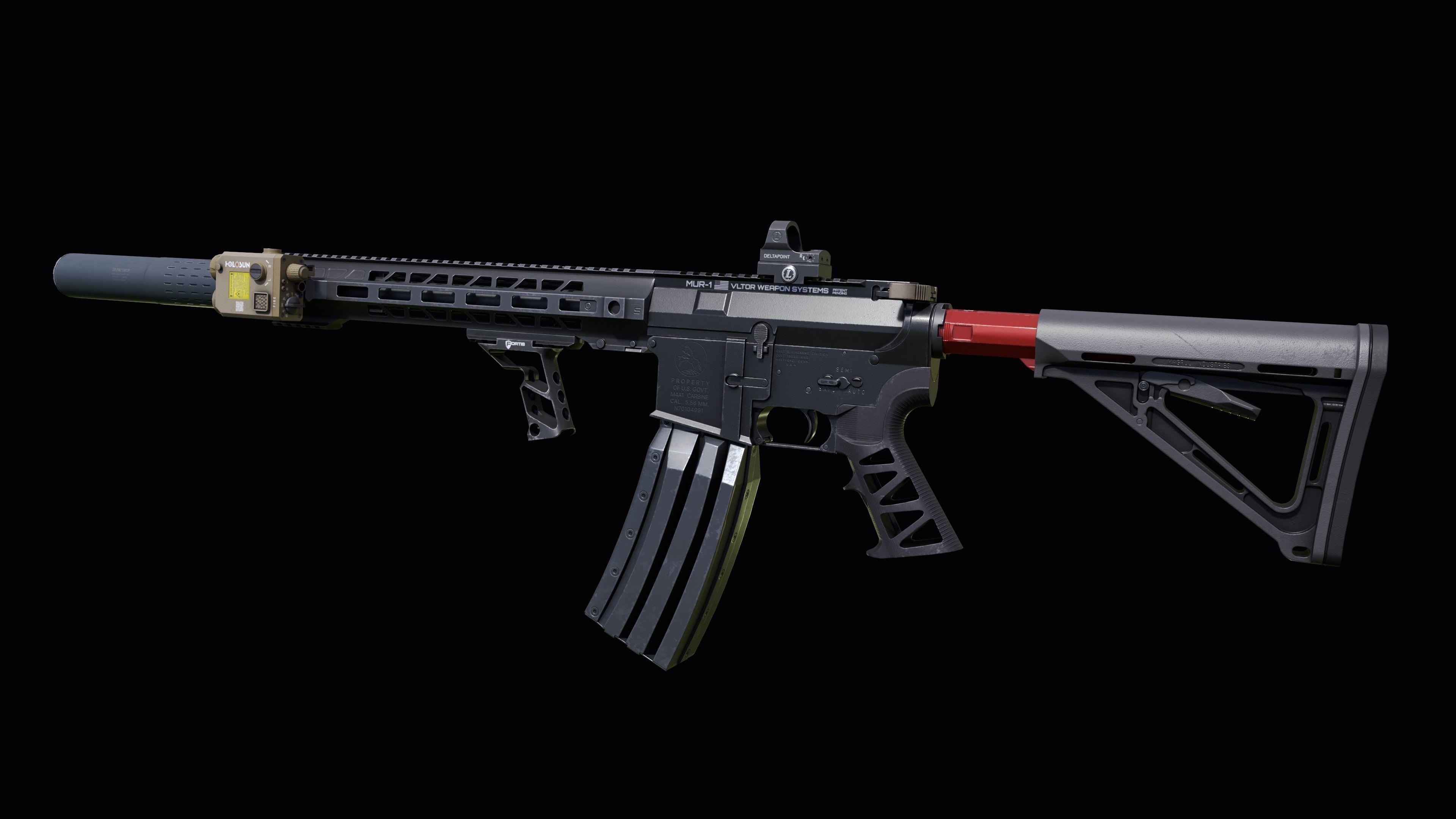 Custom Colt M4A1 assault rifle Low-poly 3D model_13