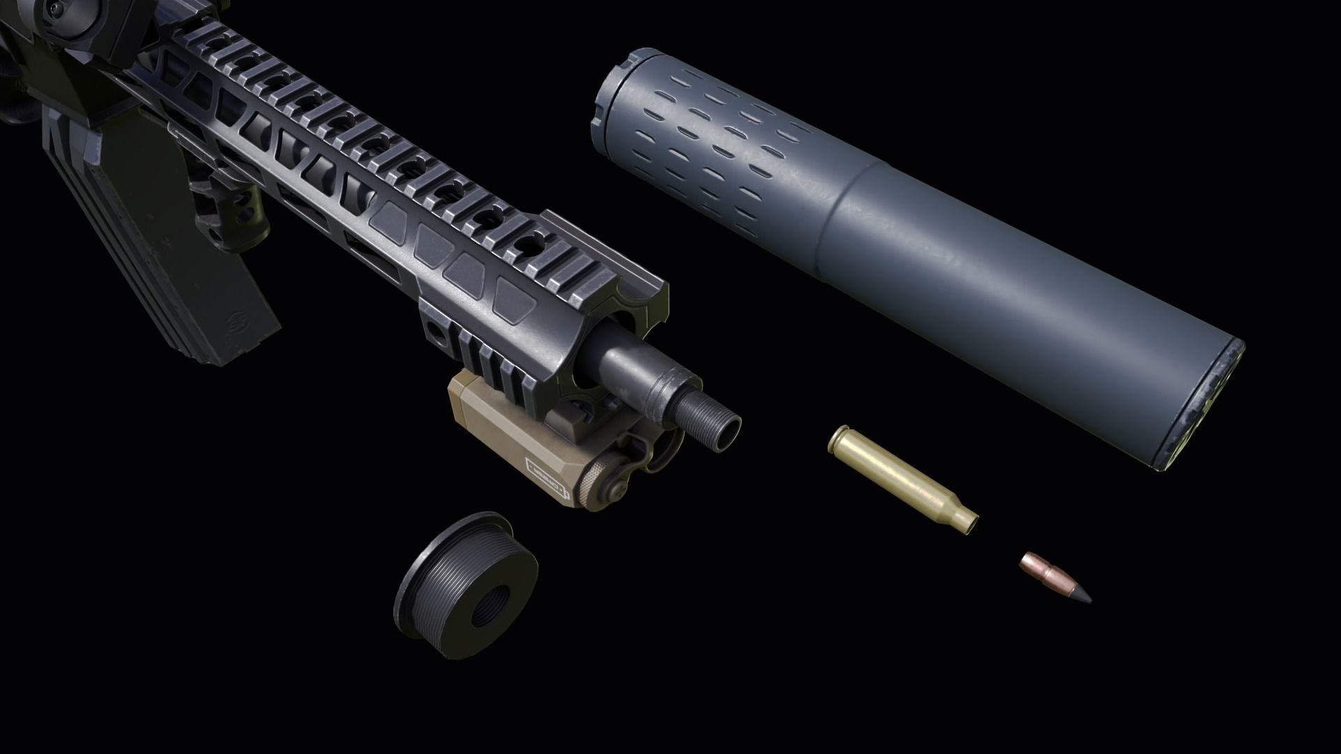 Custom Colt M4A1 assault rifle Low-poly 3D model_31