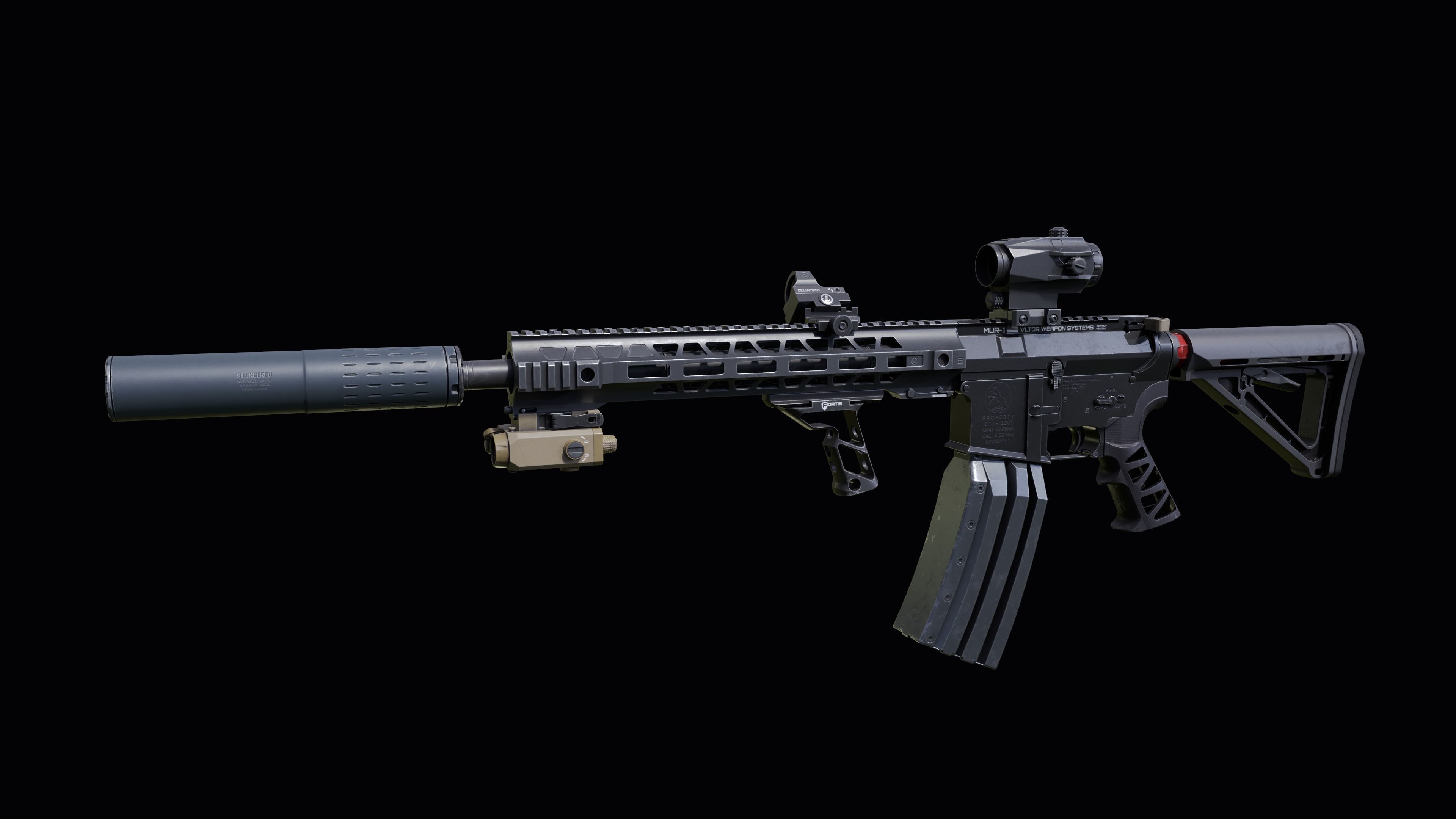 Custom Colt M4A1 assault rifle Low-poly 3D model_9
