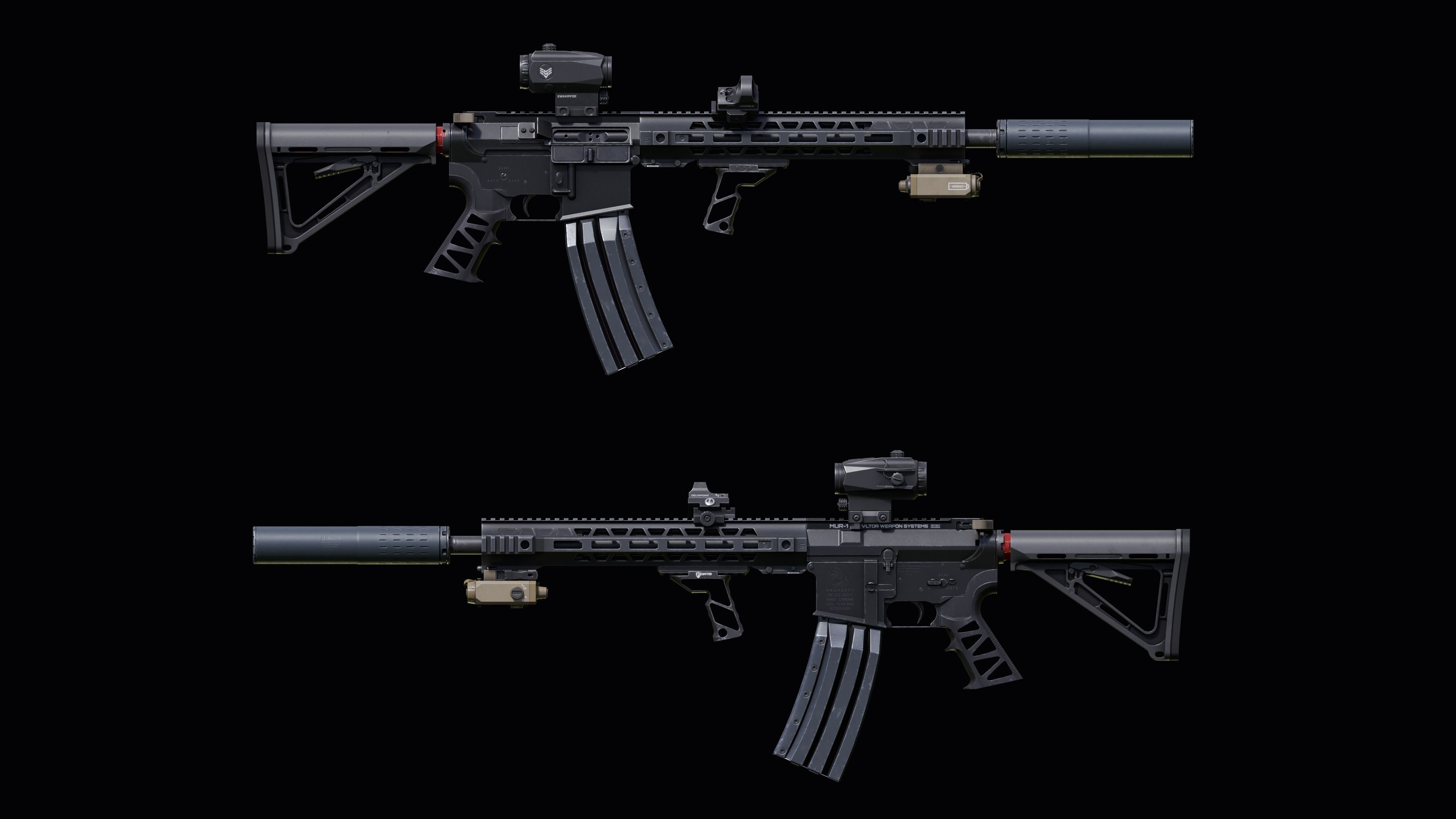 Custom Colt M4A1 assault rifle Low-poly 3D model_32