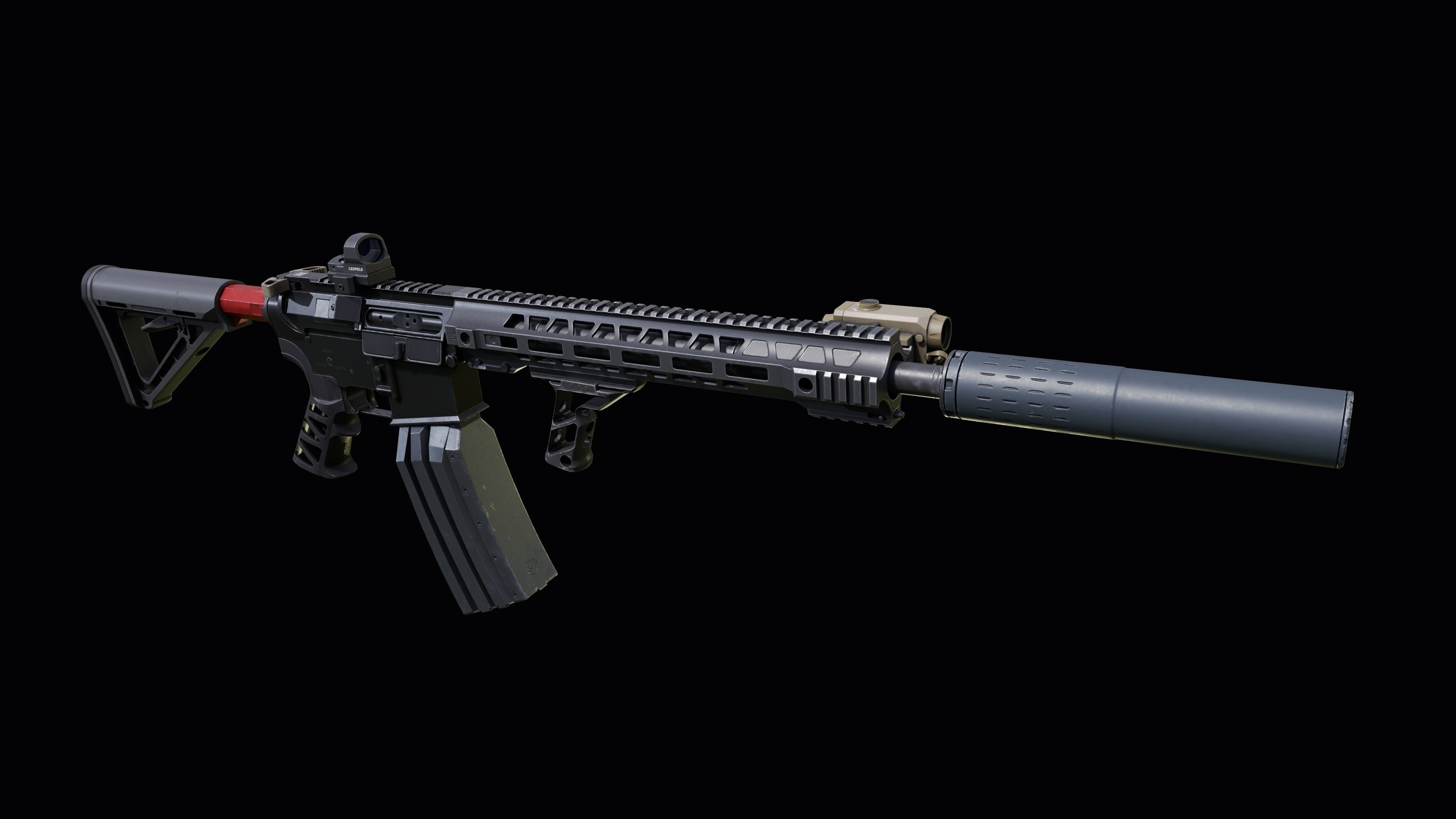 Custom Colt M4A1 assault rifle Low-poly 3D model_14