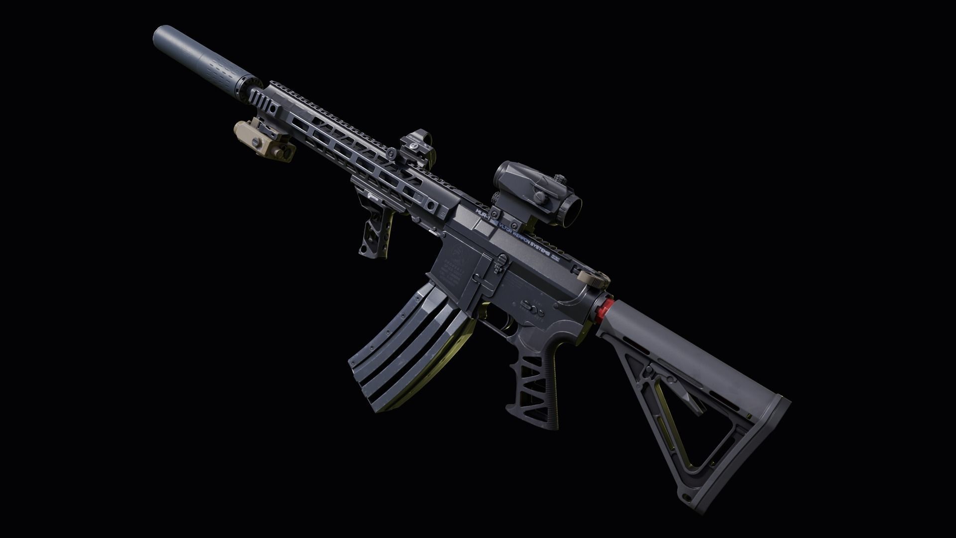 Custom Colt M4A1 assault rifle Low-poly 3D model_7