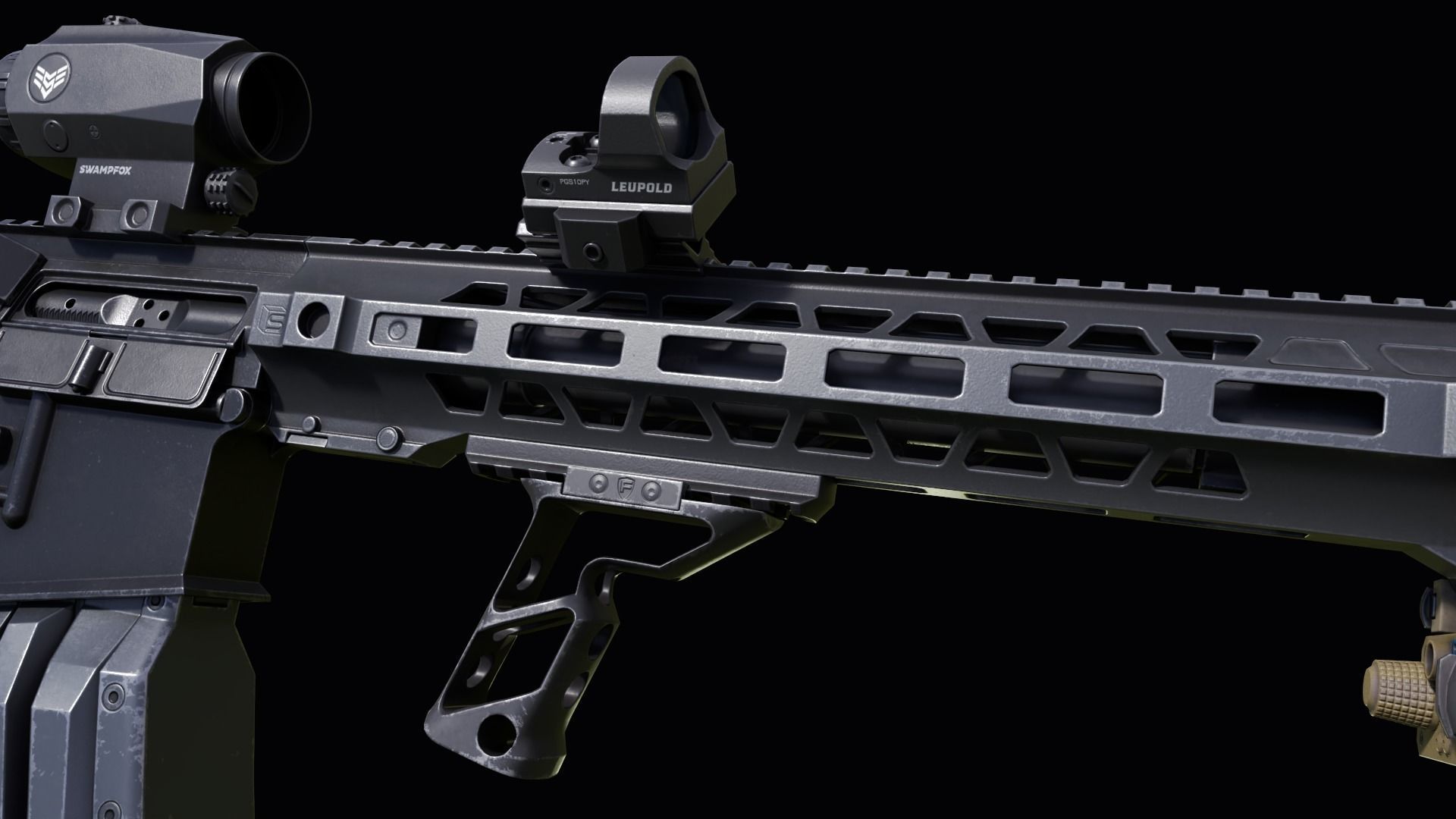 Custom Colt M4A1 assault rifle Low-poly 3D model_19