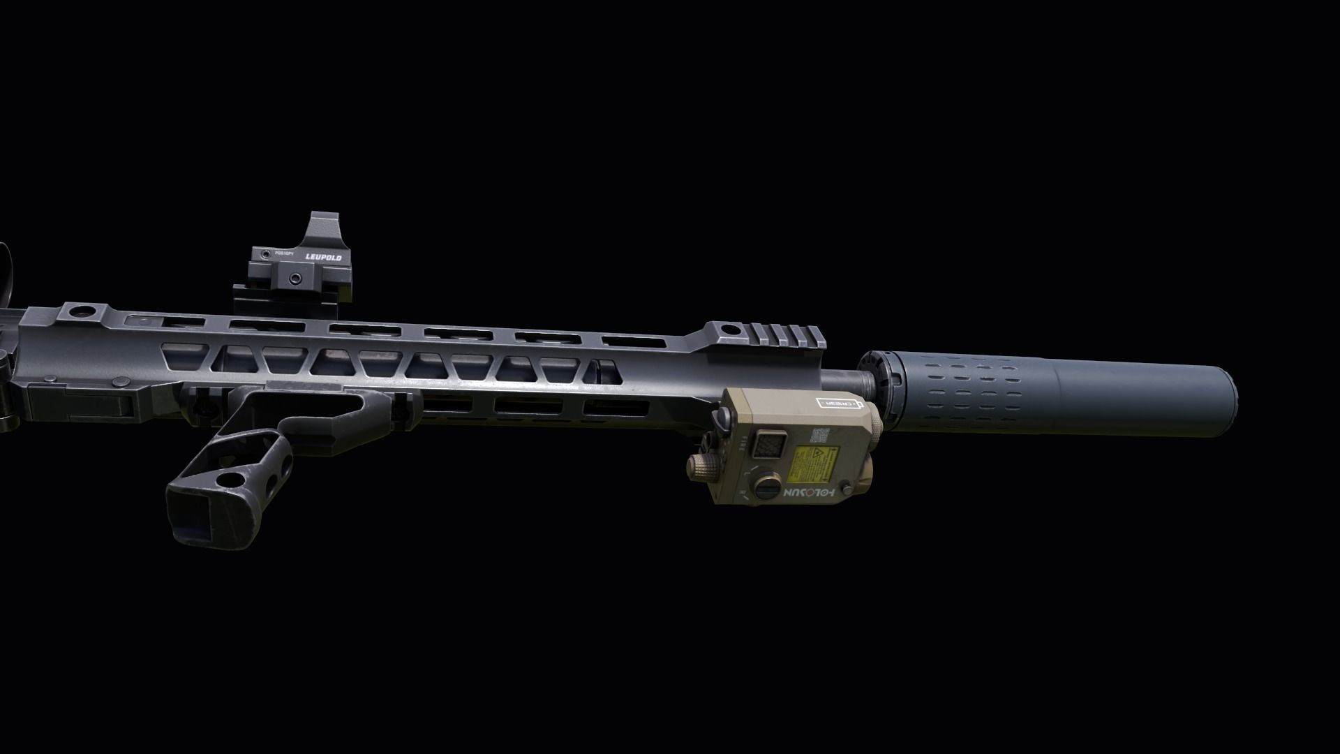 Custom Colt M4A1 assault rifle Low-poly 3D model_15
