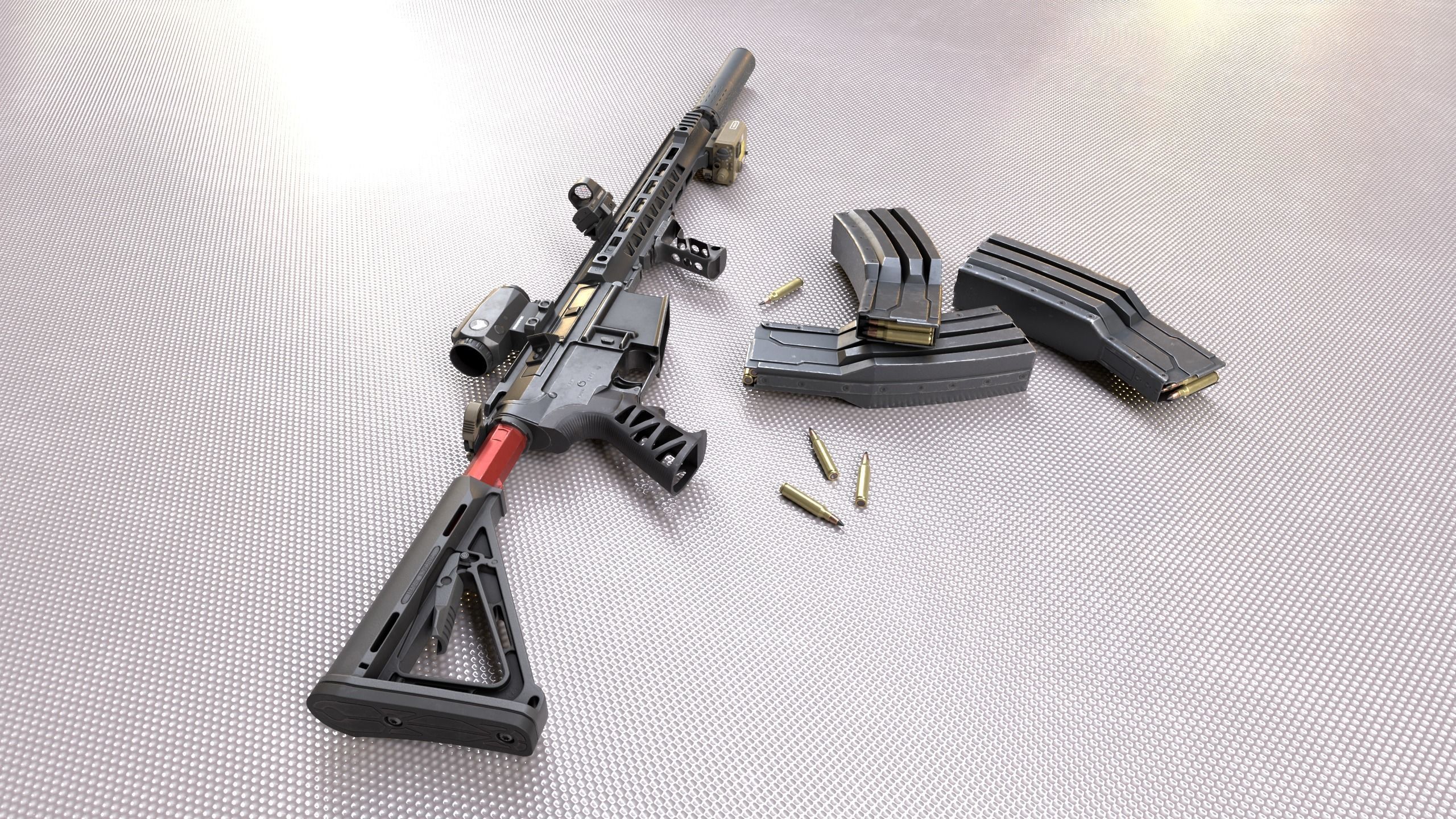 Custom Colt M4A1 assault rifle Low-poly 3D model_4