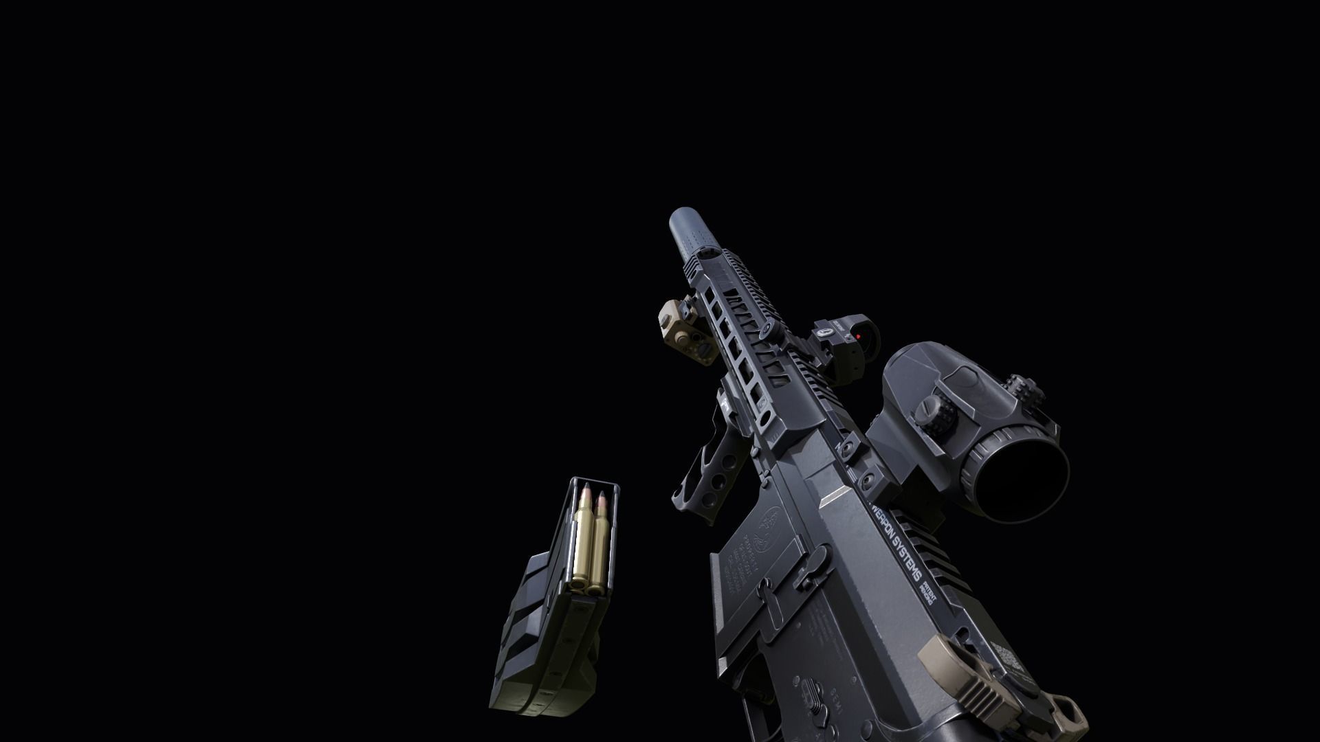 Custom Colt M4A1 assault rifle Low-poly 3D model_23