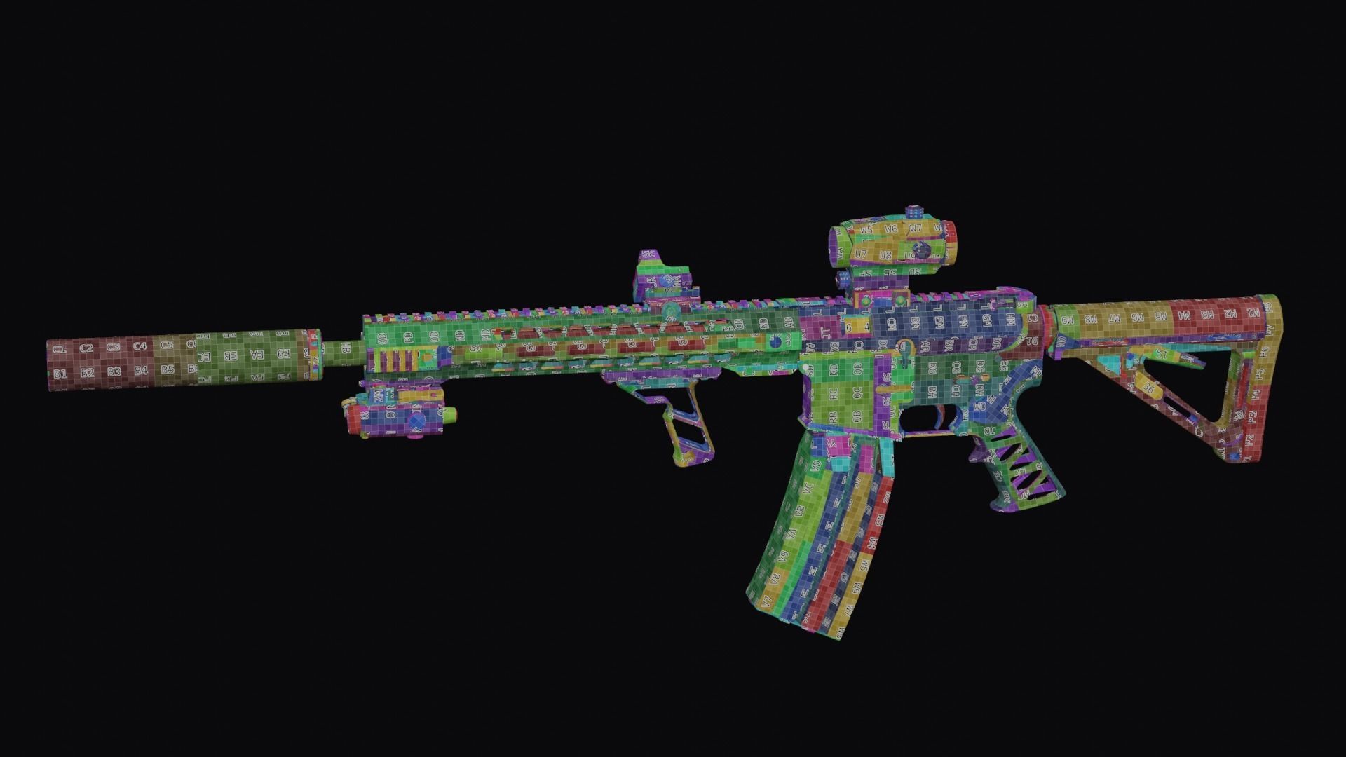 Custom Colt M4A1 assault rifle Low-poly 3D model_40