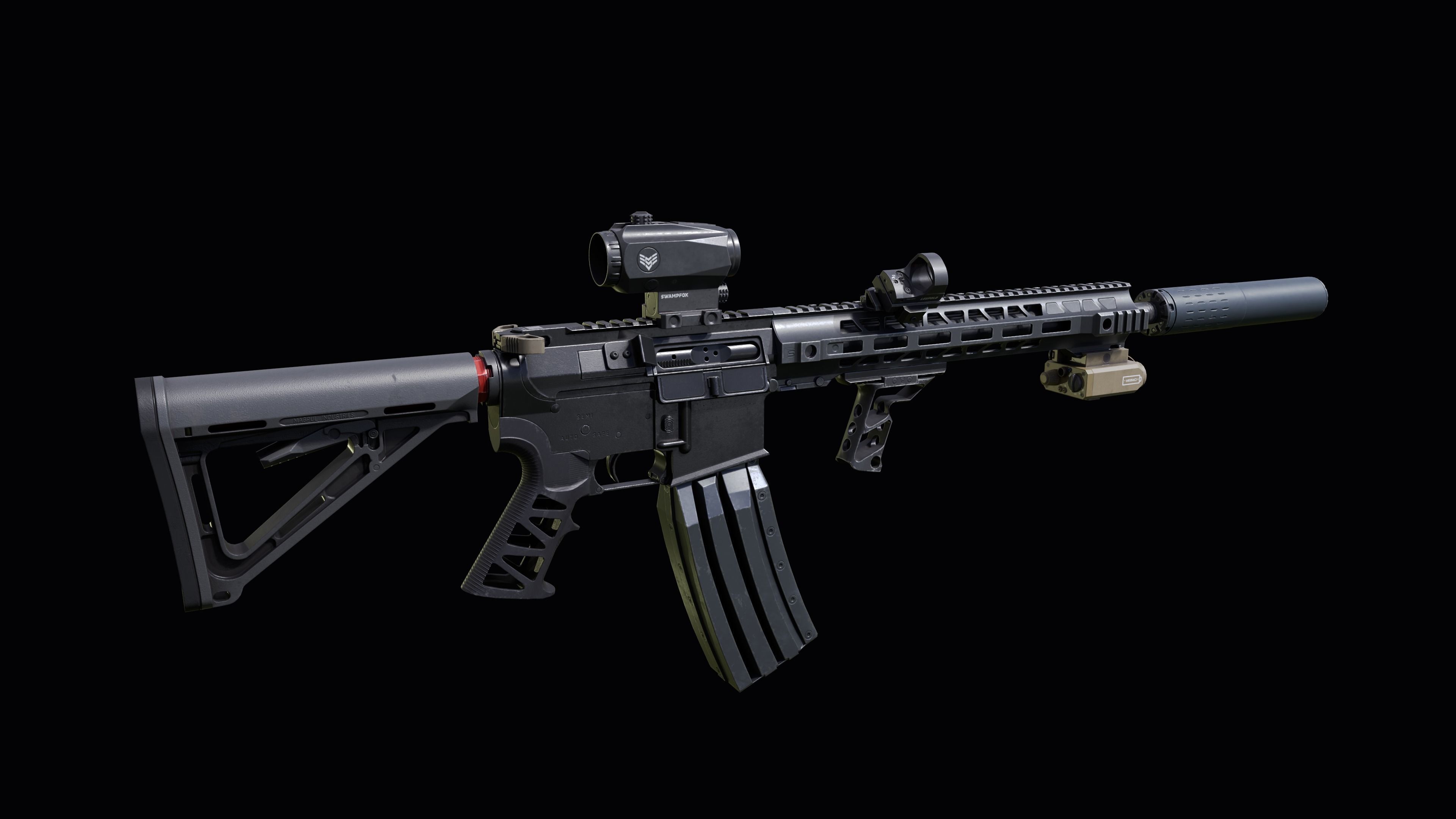 Custom Colt M4A1 assault rifle Low-poly 3D model_11