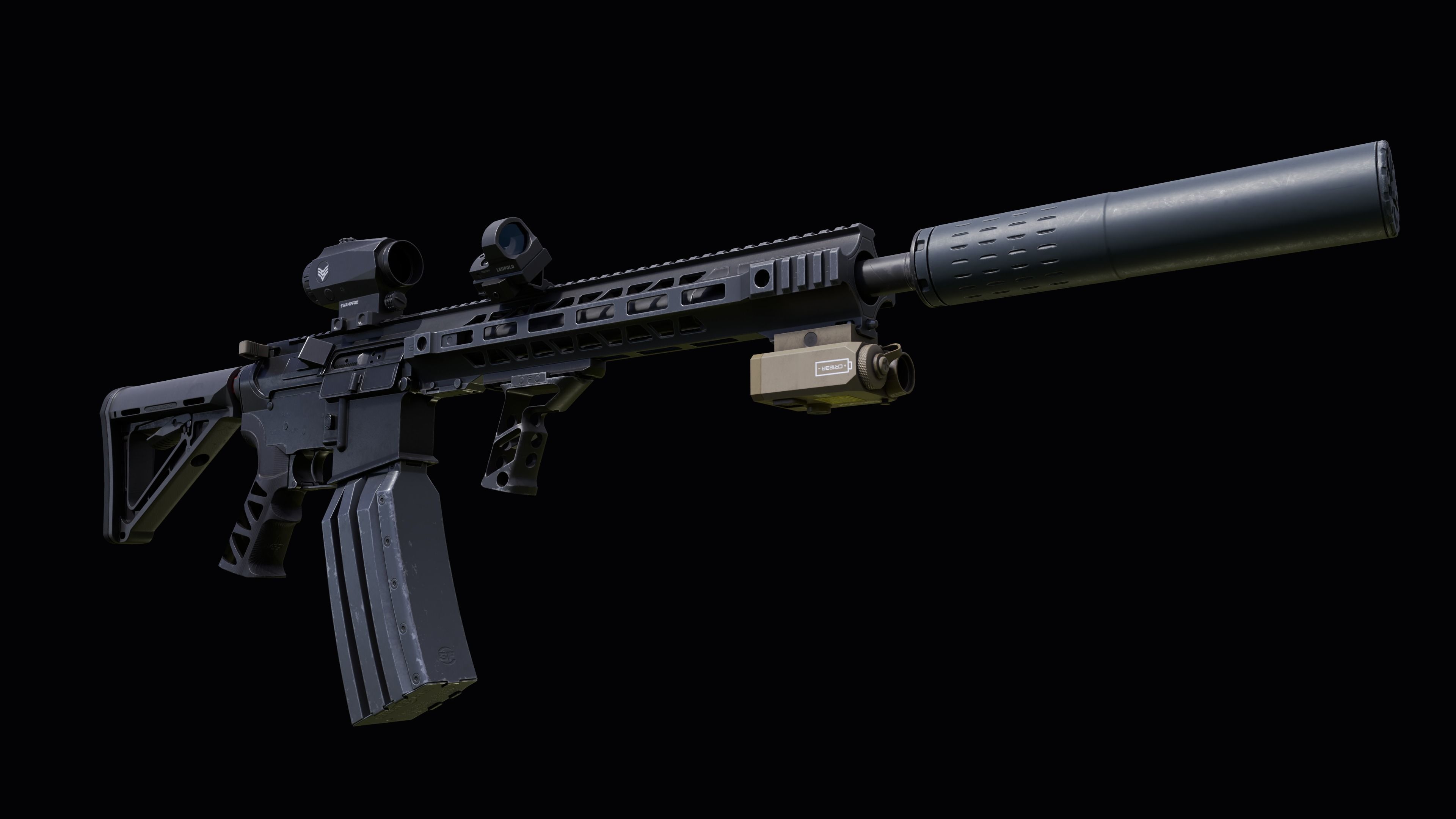 Custom Colt M4A1 assault rifle Low-poly 3D model_12