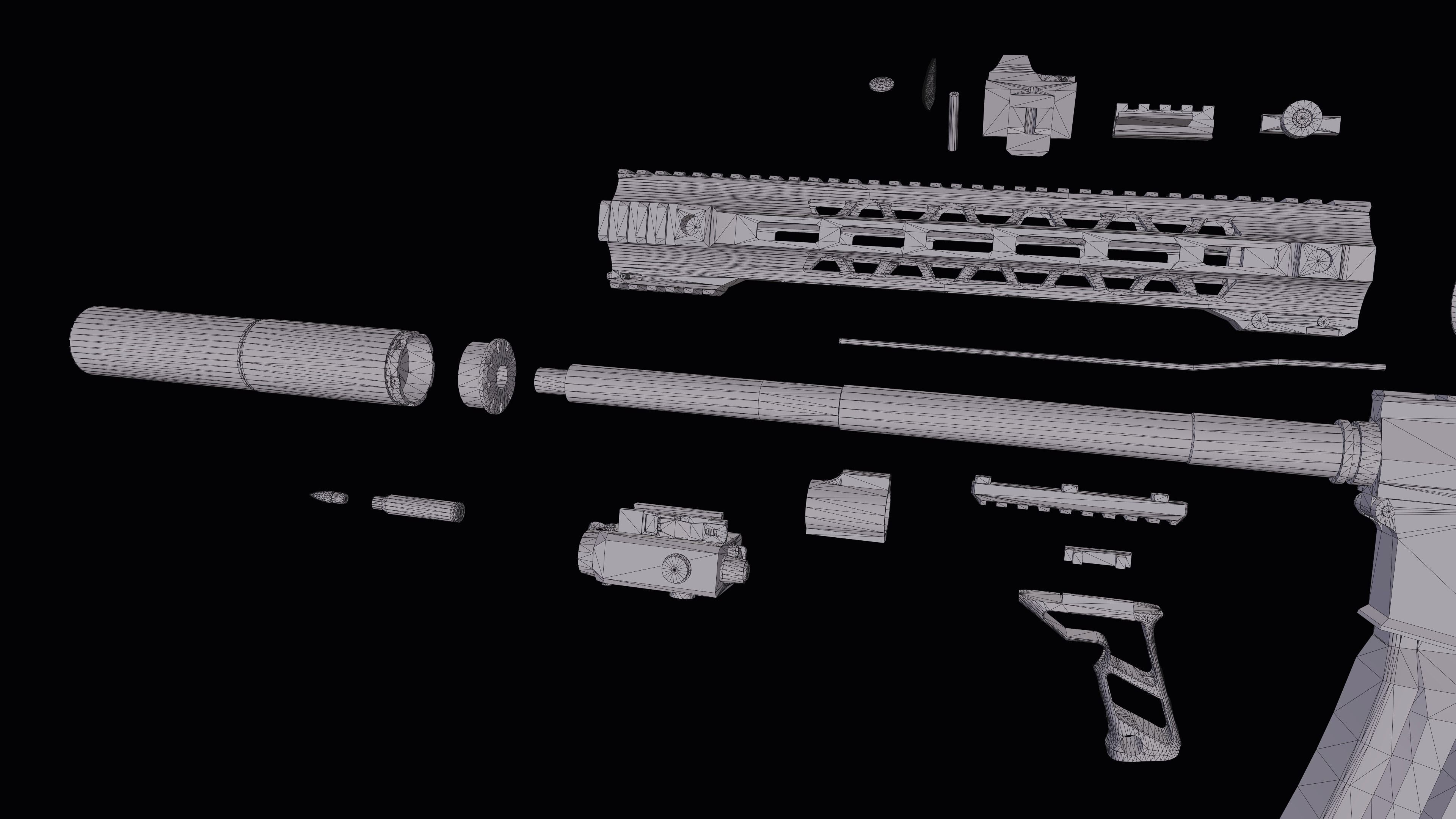 Custom Colt M4A1 assault rifle Low-poly 3D model_38