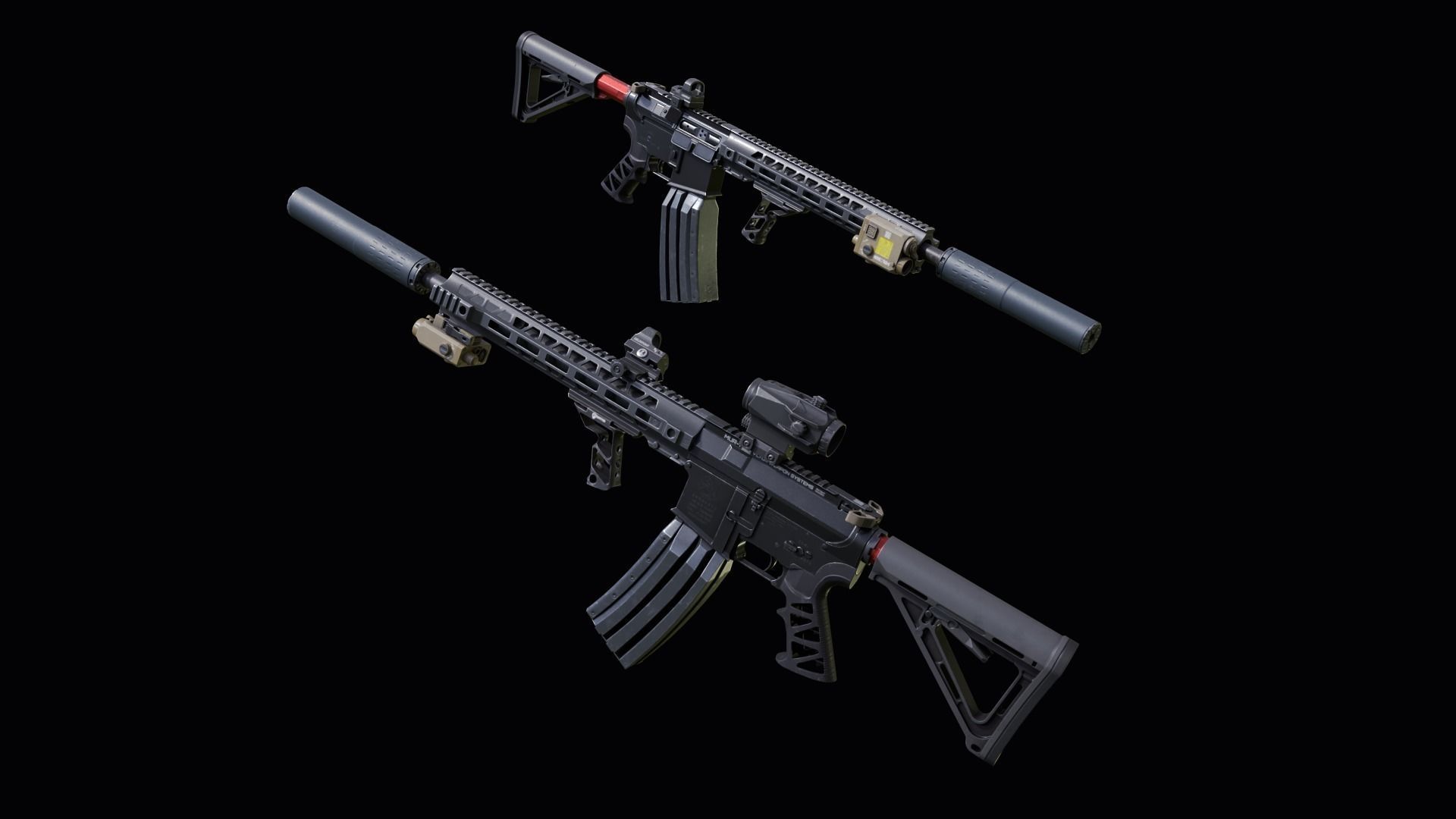 Custom Colt M4A1 assault rifle Low-poly 3D model_6