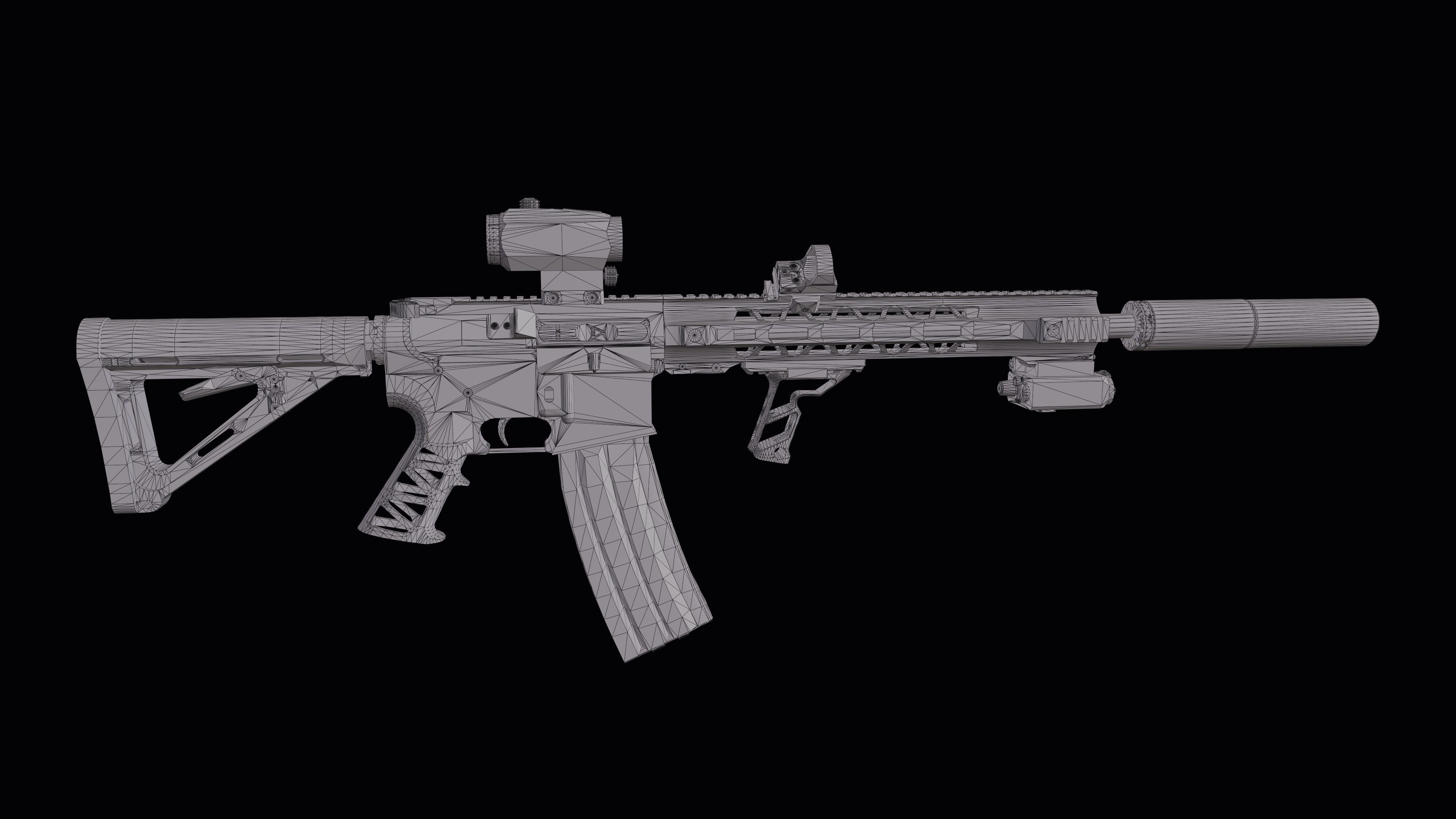 Custom Colt M4A1 assault rifle Low-poly 3D model_37