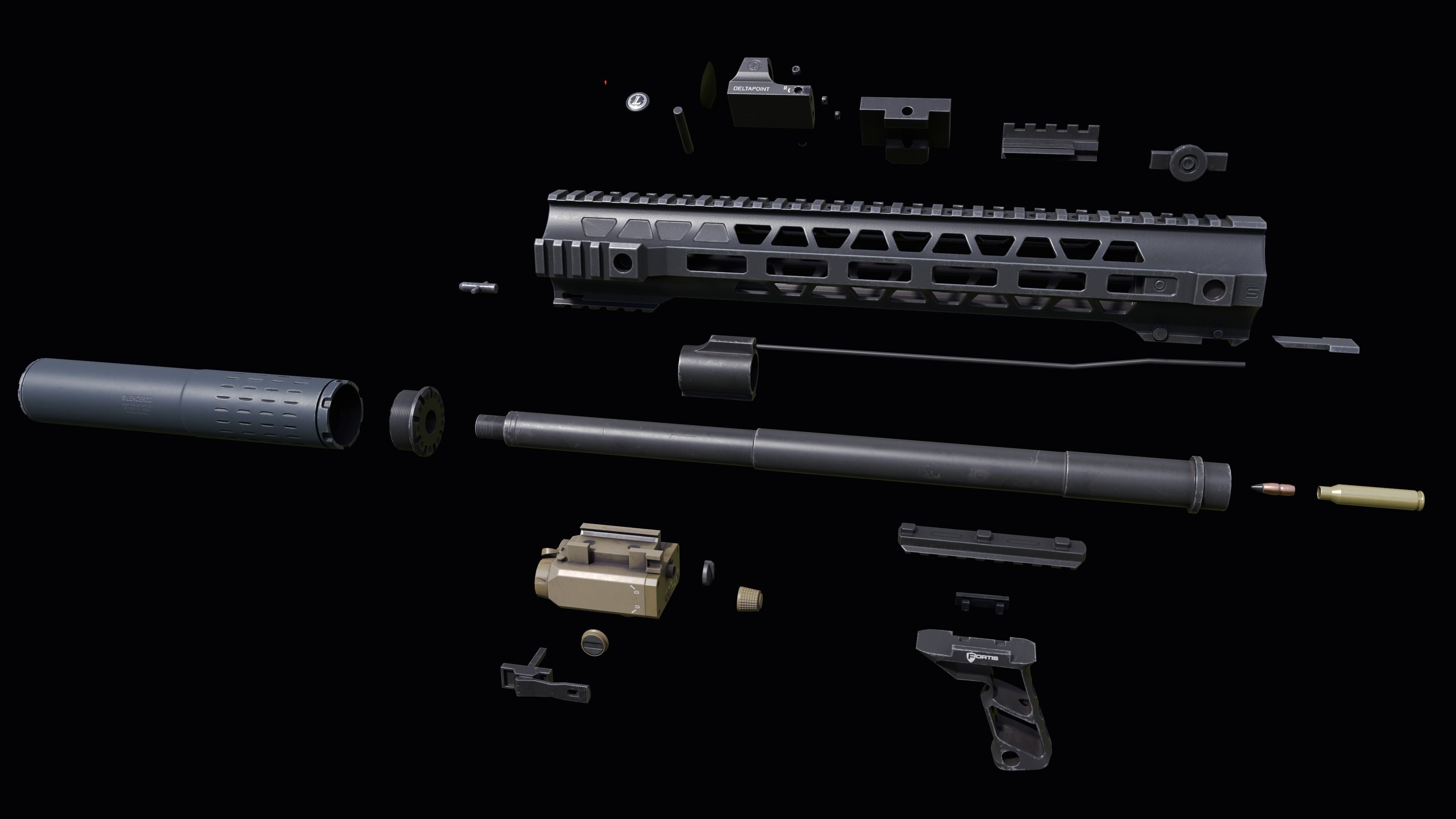 Custom Colt M4A1 assault rifle Low-poly 3D model_26