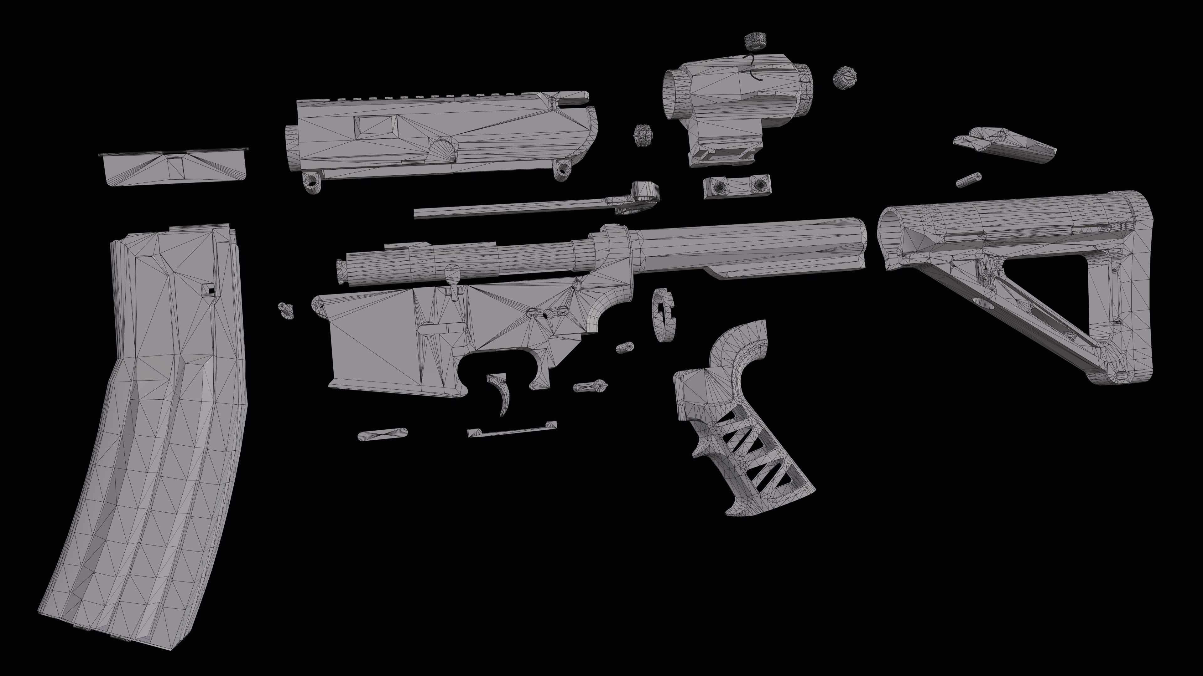 Custom Colt M4A1 assault rifle Low-poly 3D model_39