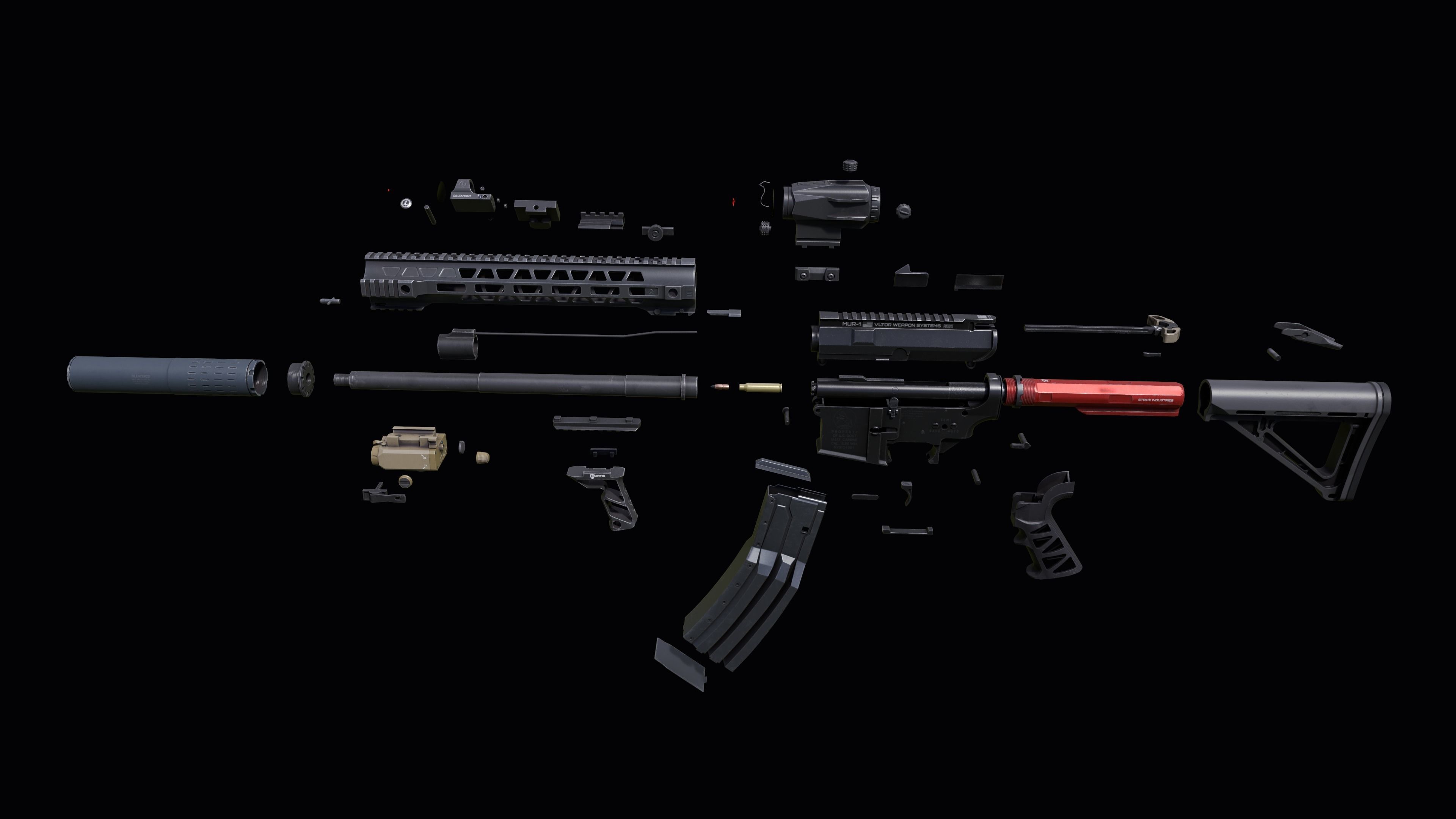 Custom Colt M4A1 assault rifle Low-poly 3D model_28