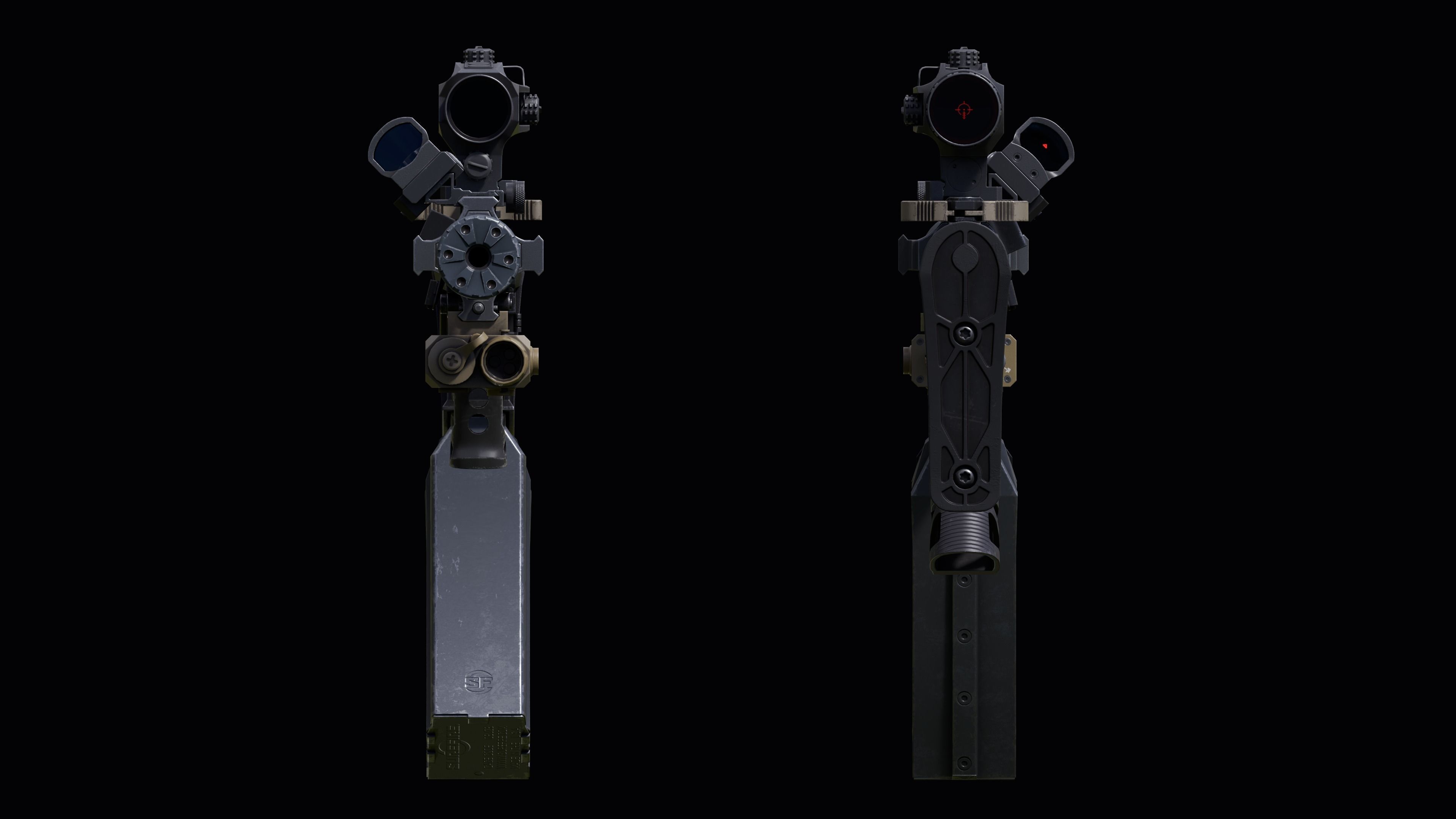Custom Colt M4A1 assault rifle Low-poly 3D model_34