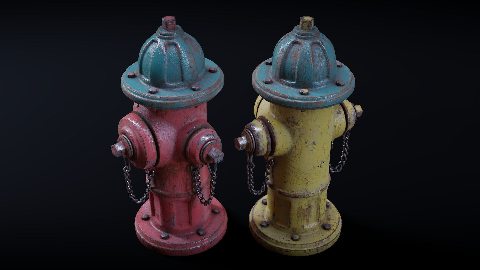 Fire Hydrant Low-poly 3D model_10