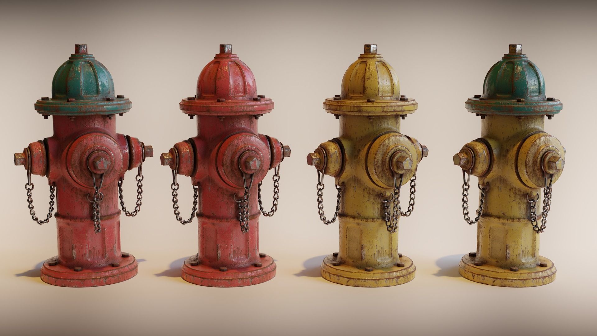 Fire Hydrant Low-poly 3D model_11