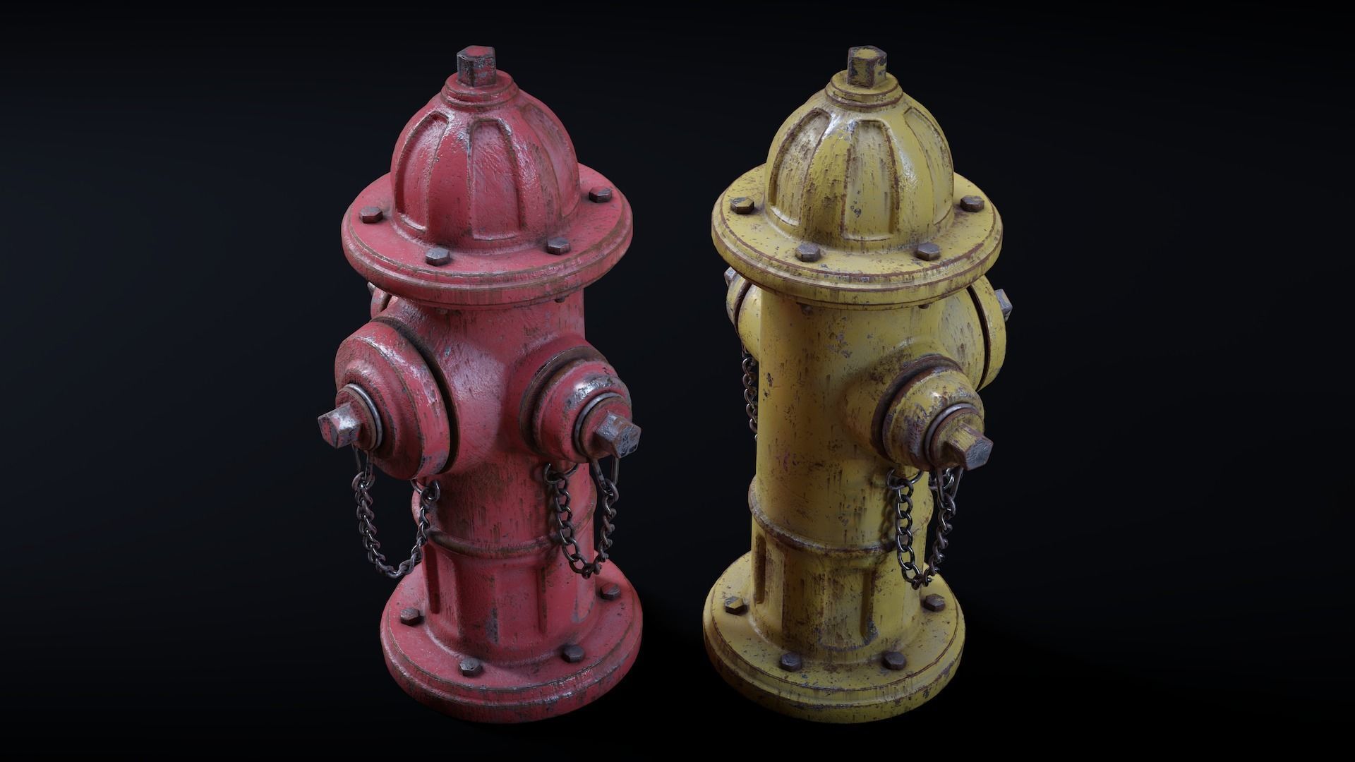 Fire Hydrant Low-poly 3D model_9