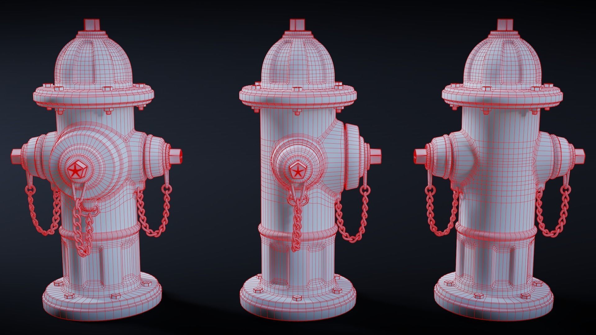 Fire Hydrant Low-poly 3D model_12