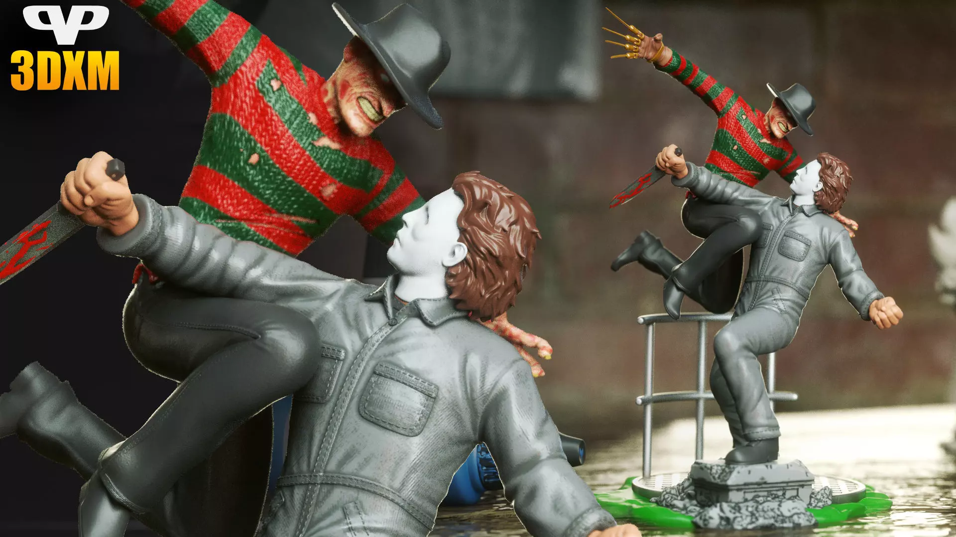 Freddy Krueger vs Michael Myers STL for 3D Printing  3DXM 3D print model_0