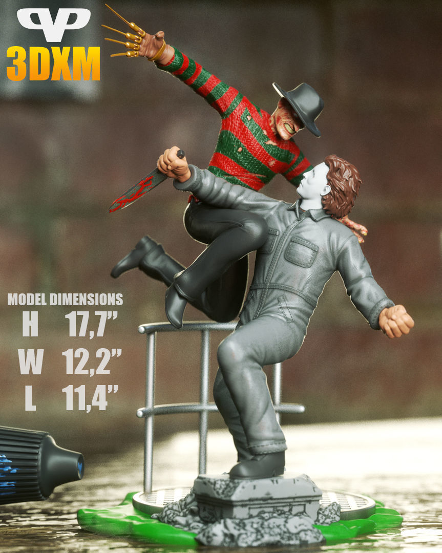 Freddy Krueger vs Michael Myers STL for 3D Printing  3DXM 3D print model_2