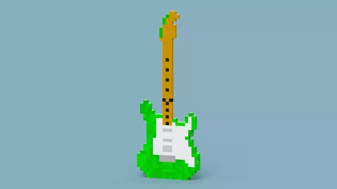 Green Guitar Low-poly 3D model