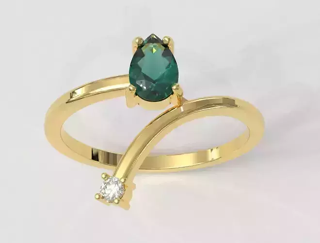 Modern Gemstone Ring 3D print model