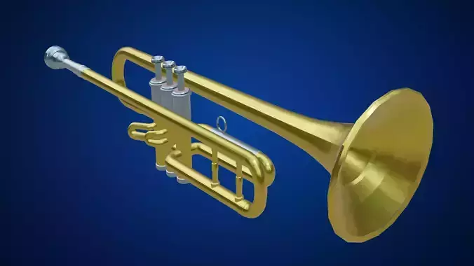 Trumpet golden Low-poly 3D model