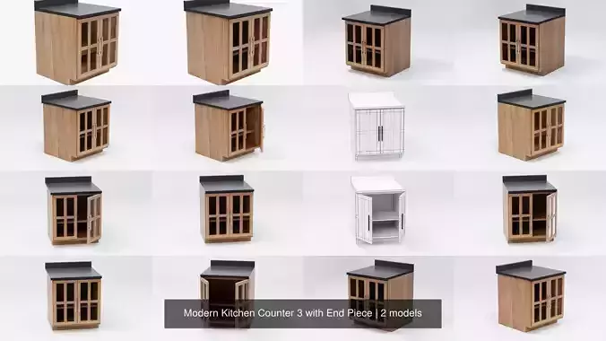 Modern Kitchen Counter 3 with End Piece